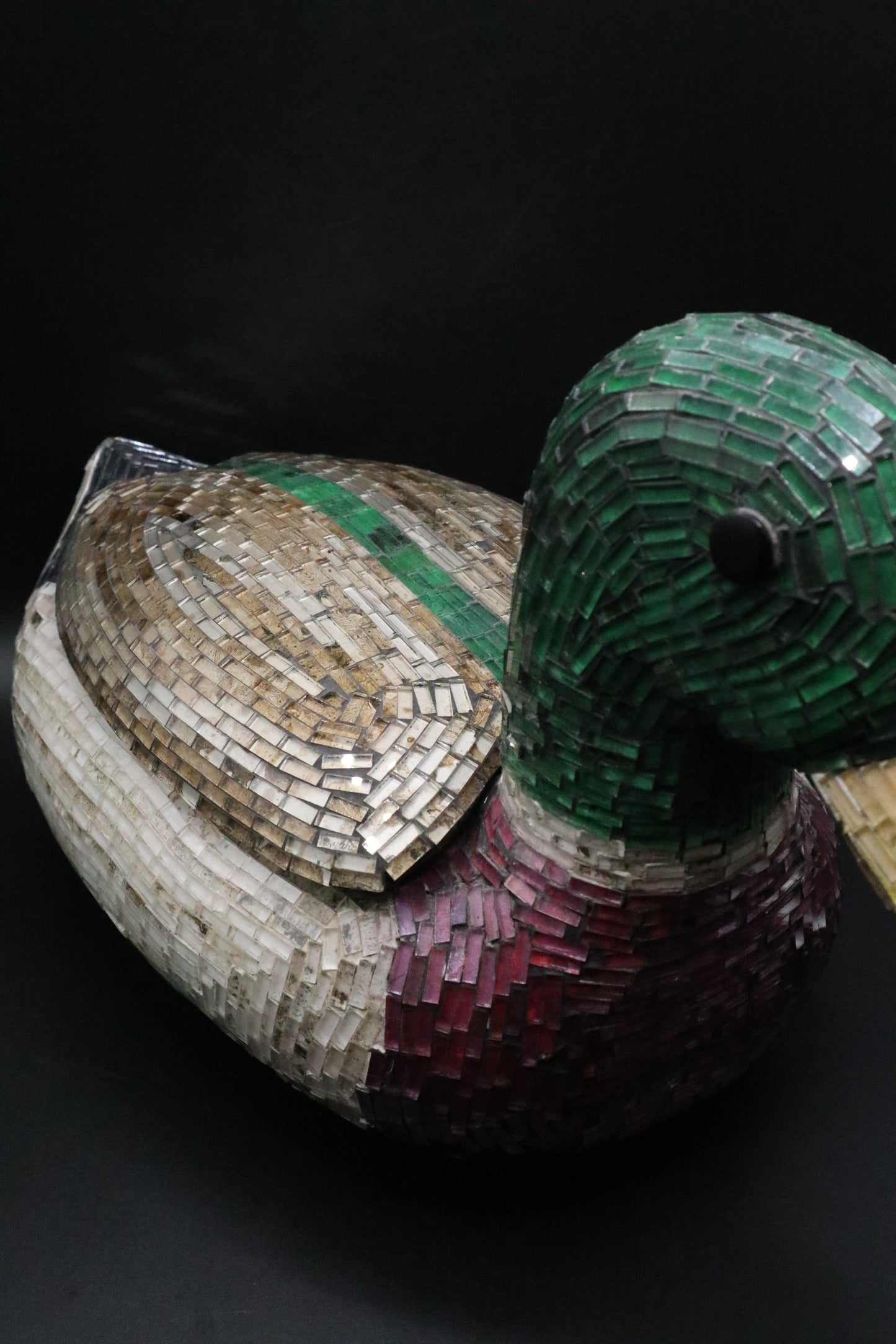 VINTAGE DUCK DECOY MOSAIC ART LIDDED SCULPTURE