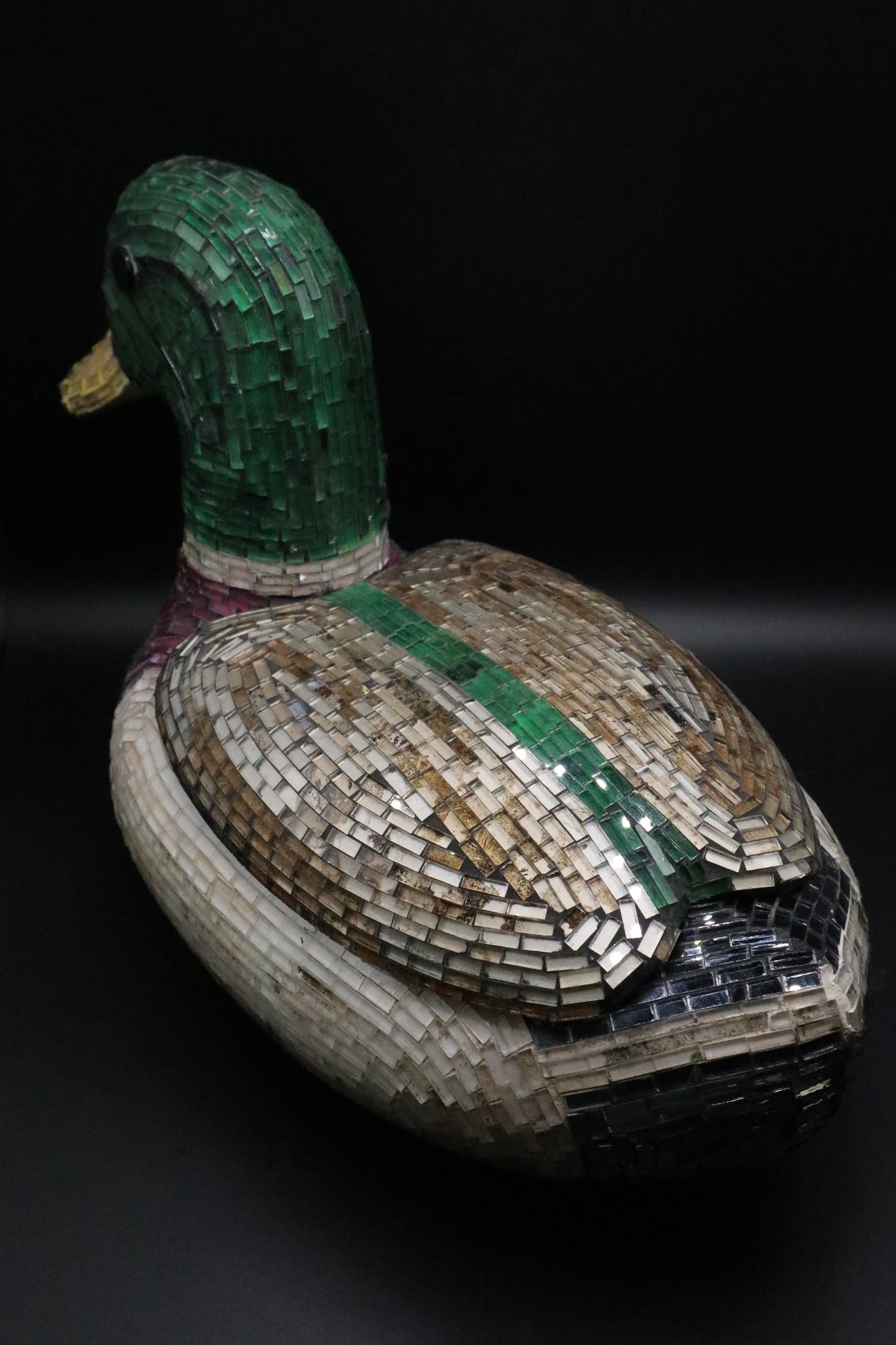 VINTAGE DUCK DECOY MOSAIC ART LIDDED SCULPTURE
