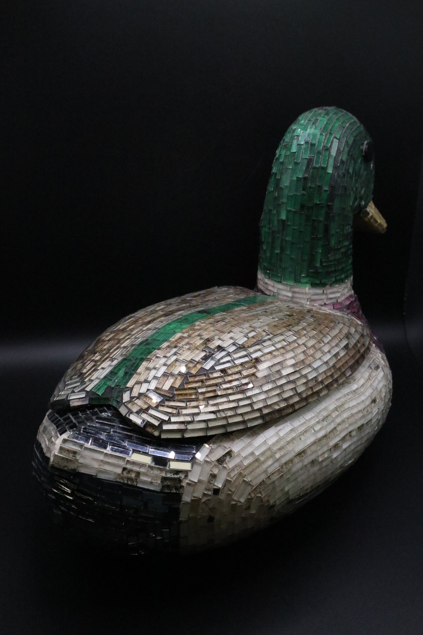 VINTAGE DUCK DECOY MOSAIC ART LIDDED SCULPTURE