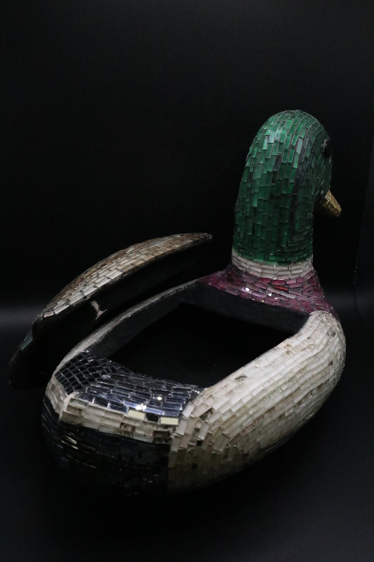 VINTAGE DUCK DECOY MOSAIC ART LIDDED SCULPTURE