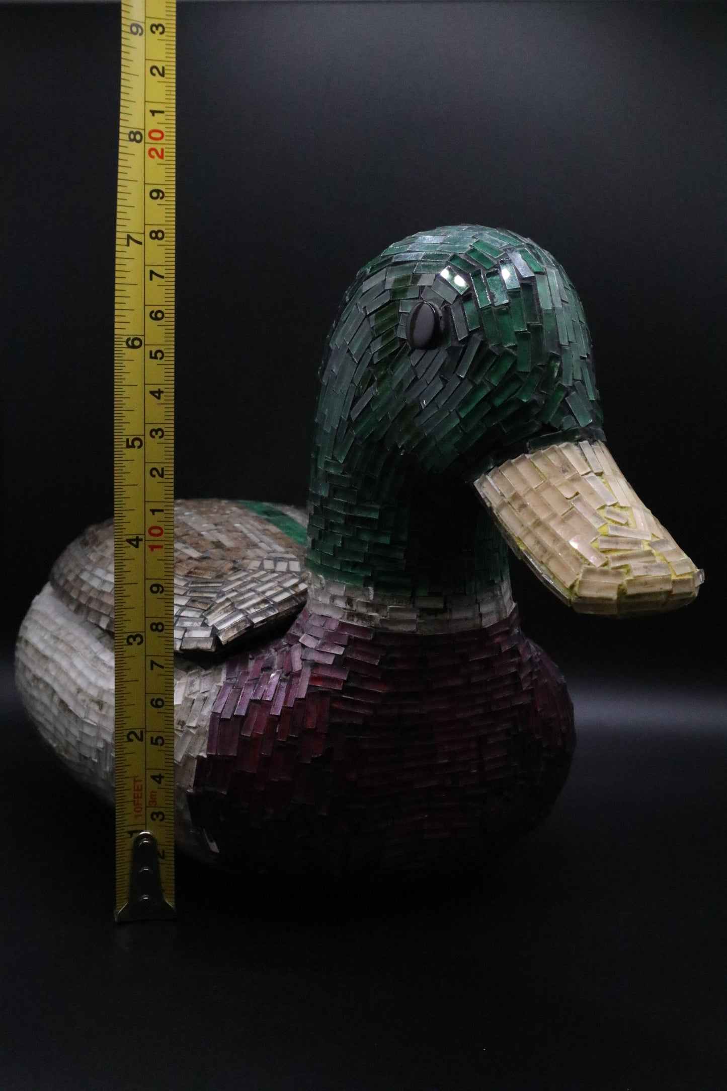 VINTAGE DUCK DECOY MOSAIC ART LIDDED SCULPTURE