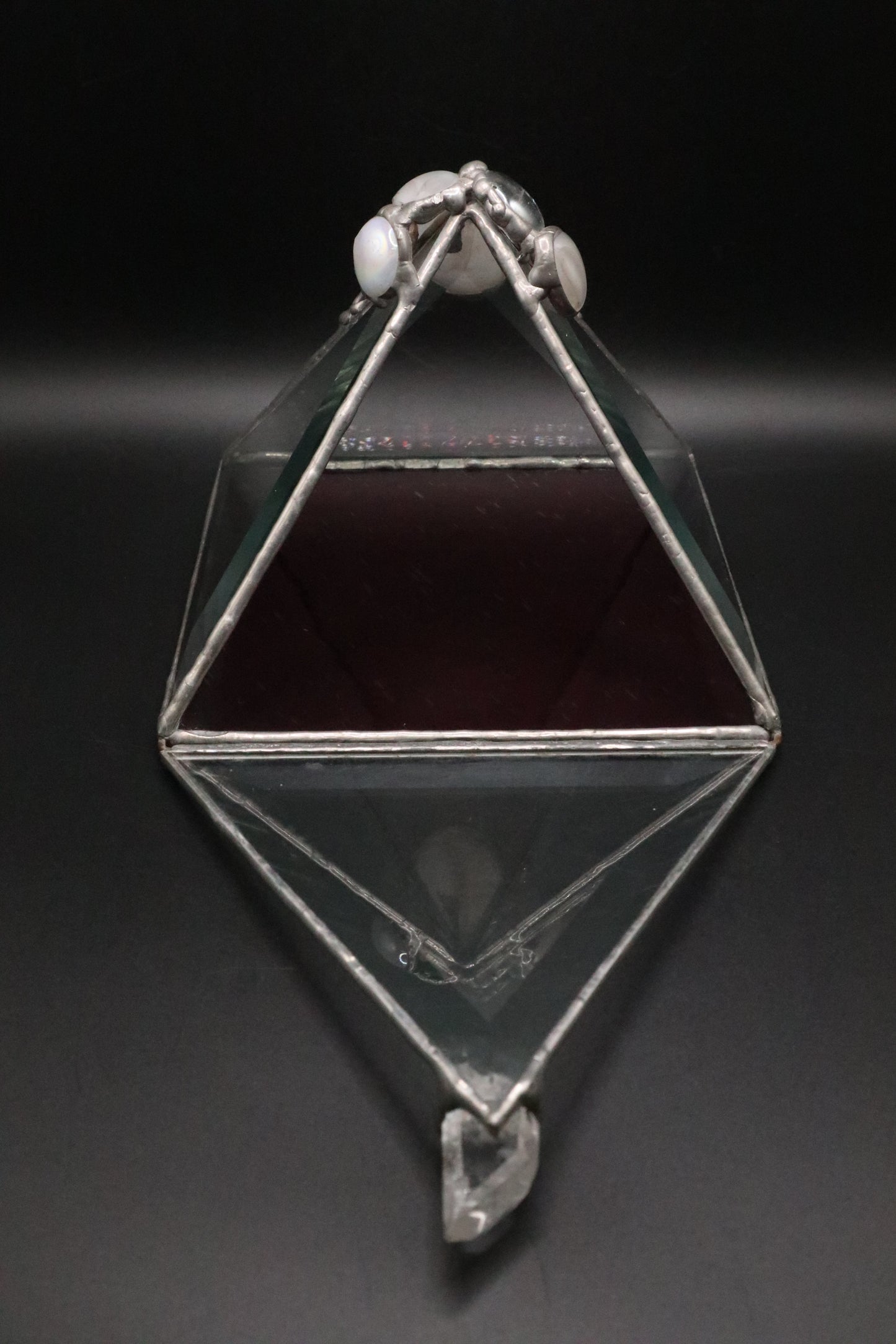 VINTAGE CRYSTAL TOP PYRAMID BOX