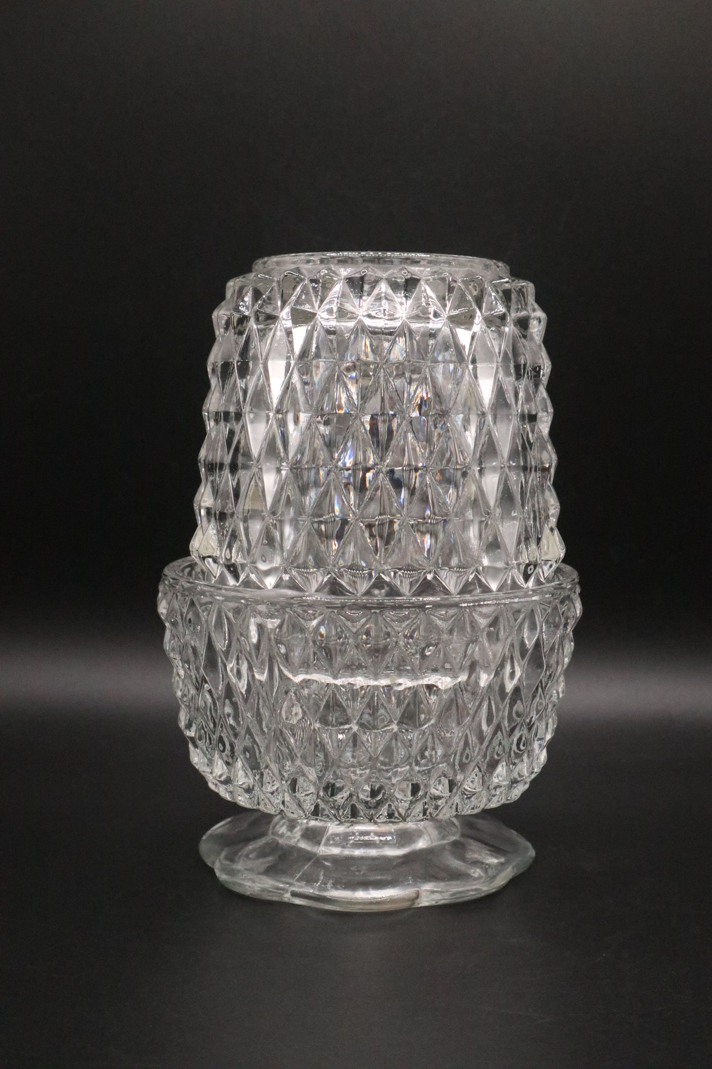 VINTAGE ANCHOR HOCKING DIAMOND POINT CLEAR FAIRY LAMP