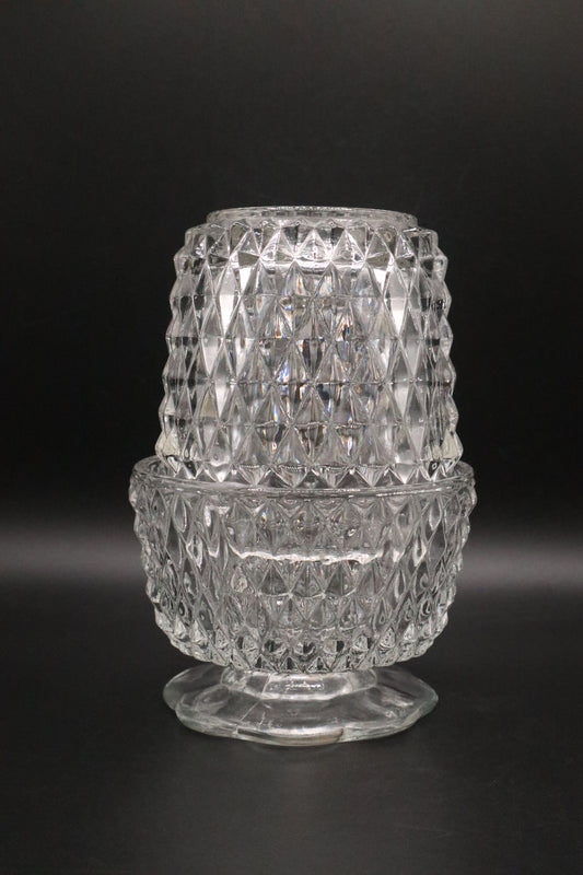 VINTAGE ANCHOR HOCKING DIAMOND POINT CLEAR FAIRY LAMP