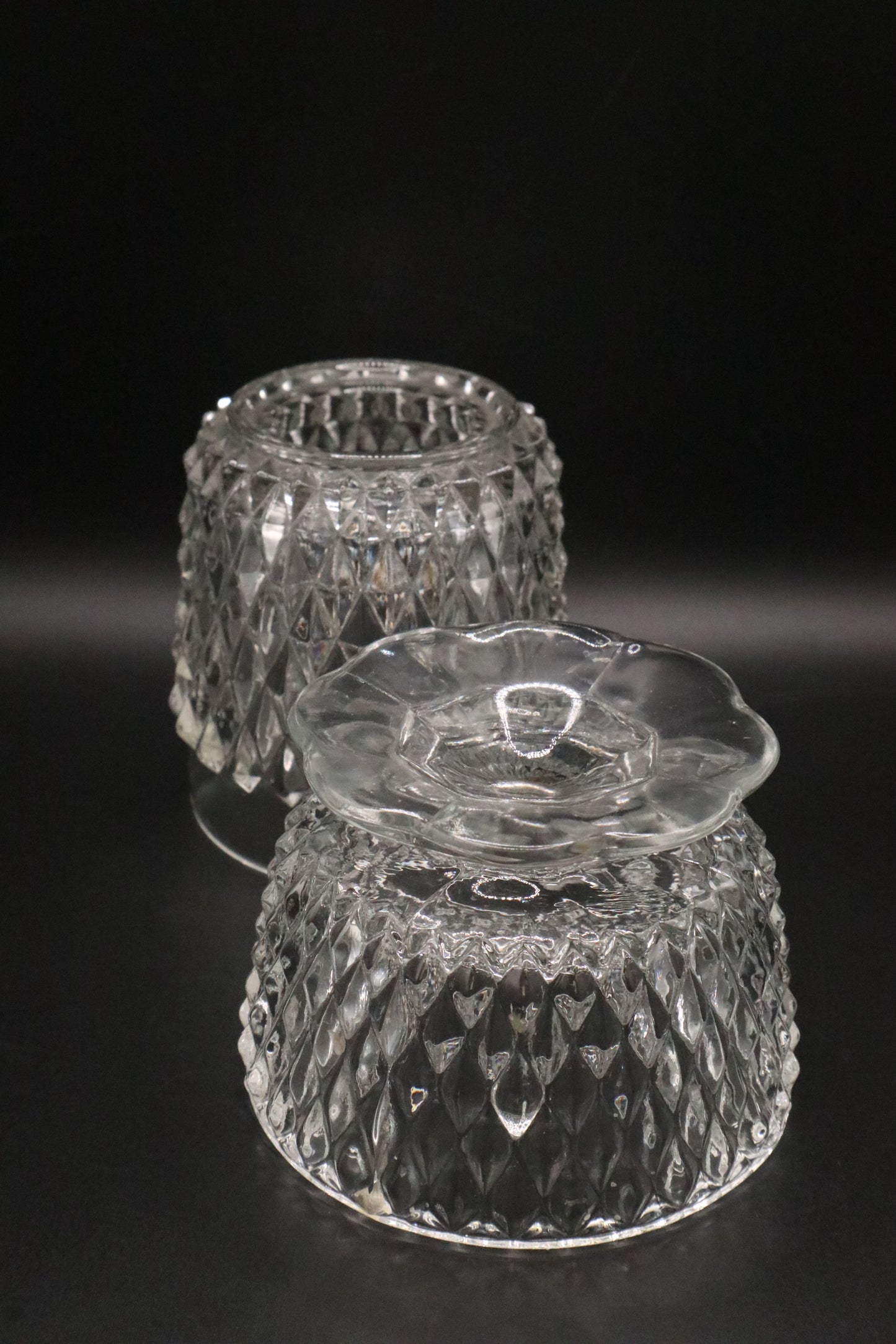 VINTAGE ANCHOR HOCKING DIAMOND POINT CLEAR FAIRY LAMP