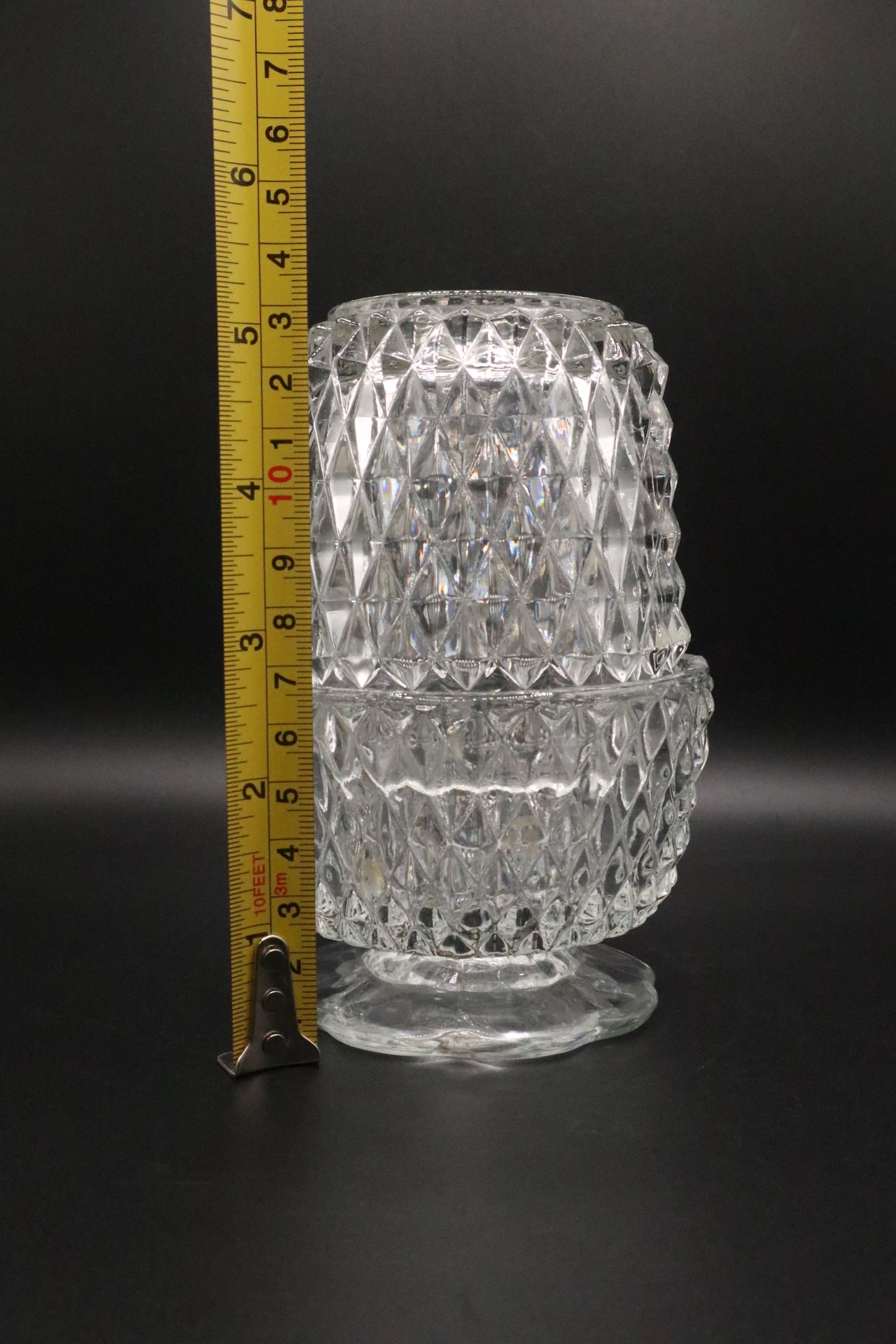 VINTAGE ANCHOR HOCKING DIAMOND POINT CLEAR FAIRY LAMP