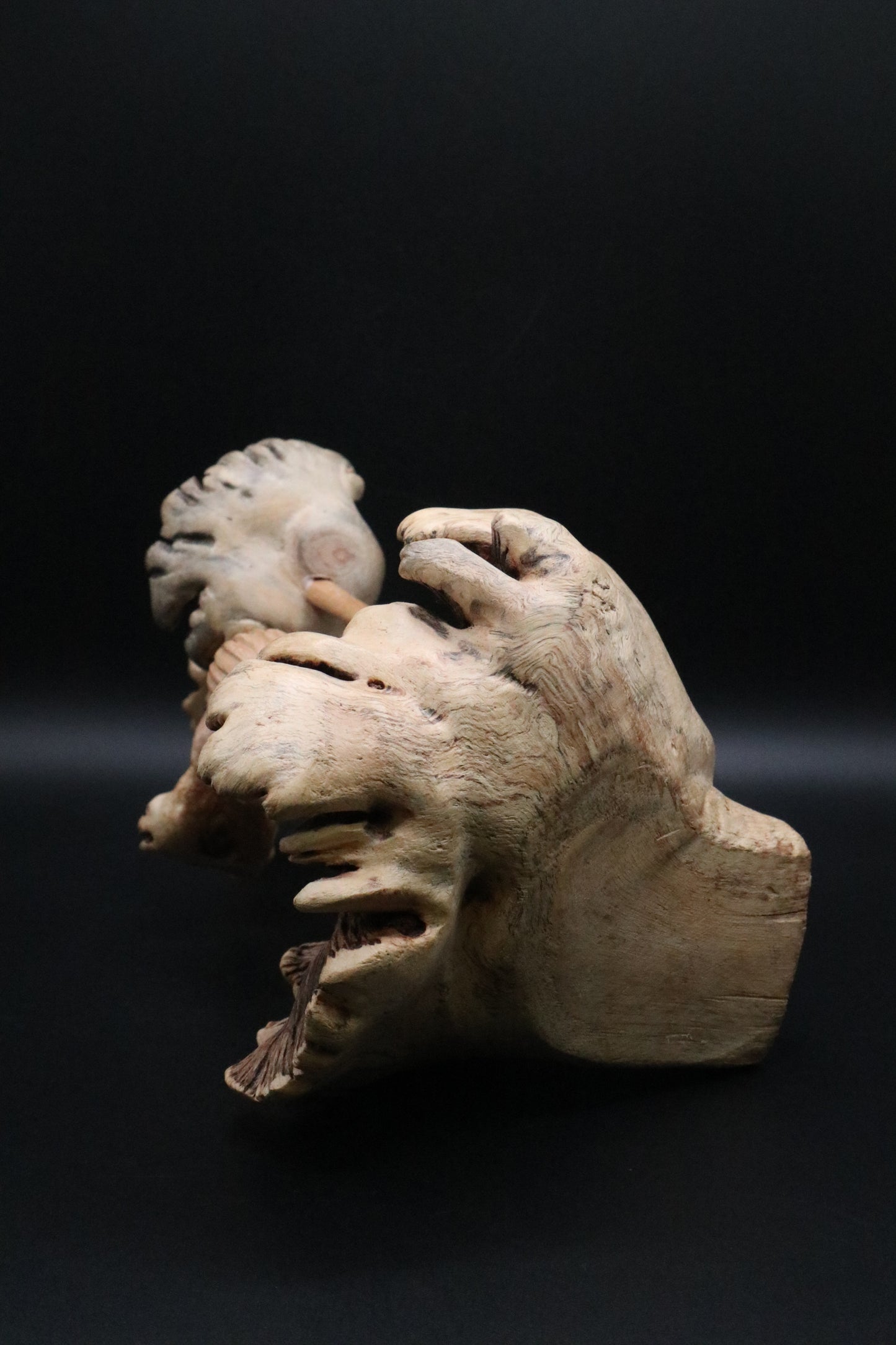 HAND CARVED PARASITE WOOD MUSHROOM SCULPTURE (AS IS )