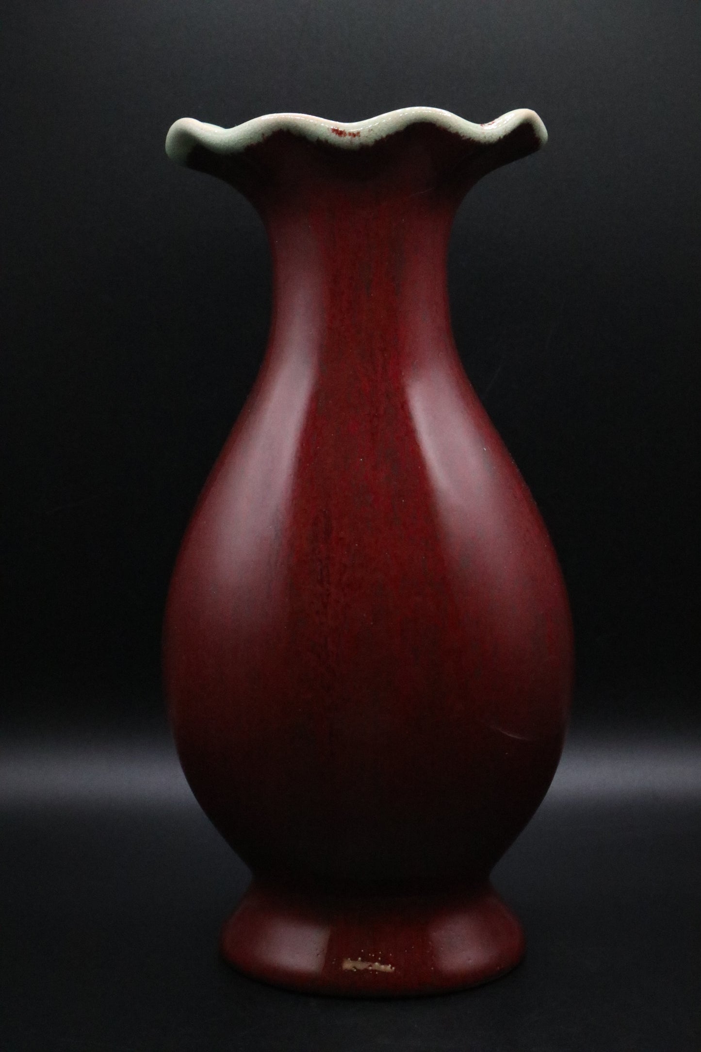 VINTAGE BOMBAY DRIP GLAZED BURGUNDY VASE