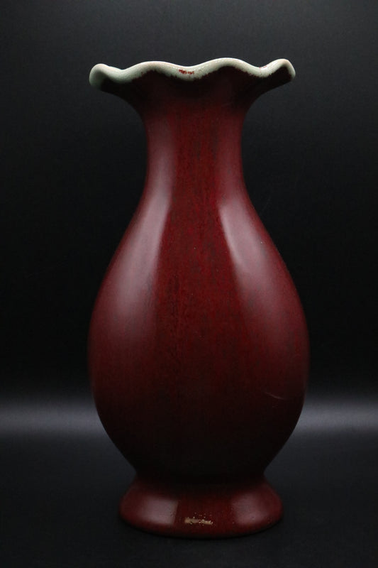VINTAGE BOMBAY DRIP GLAZED BURGUNDY VASE