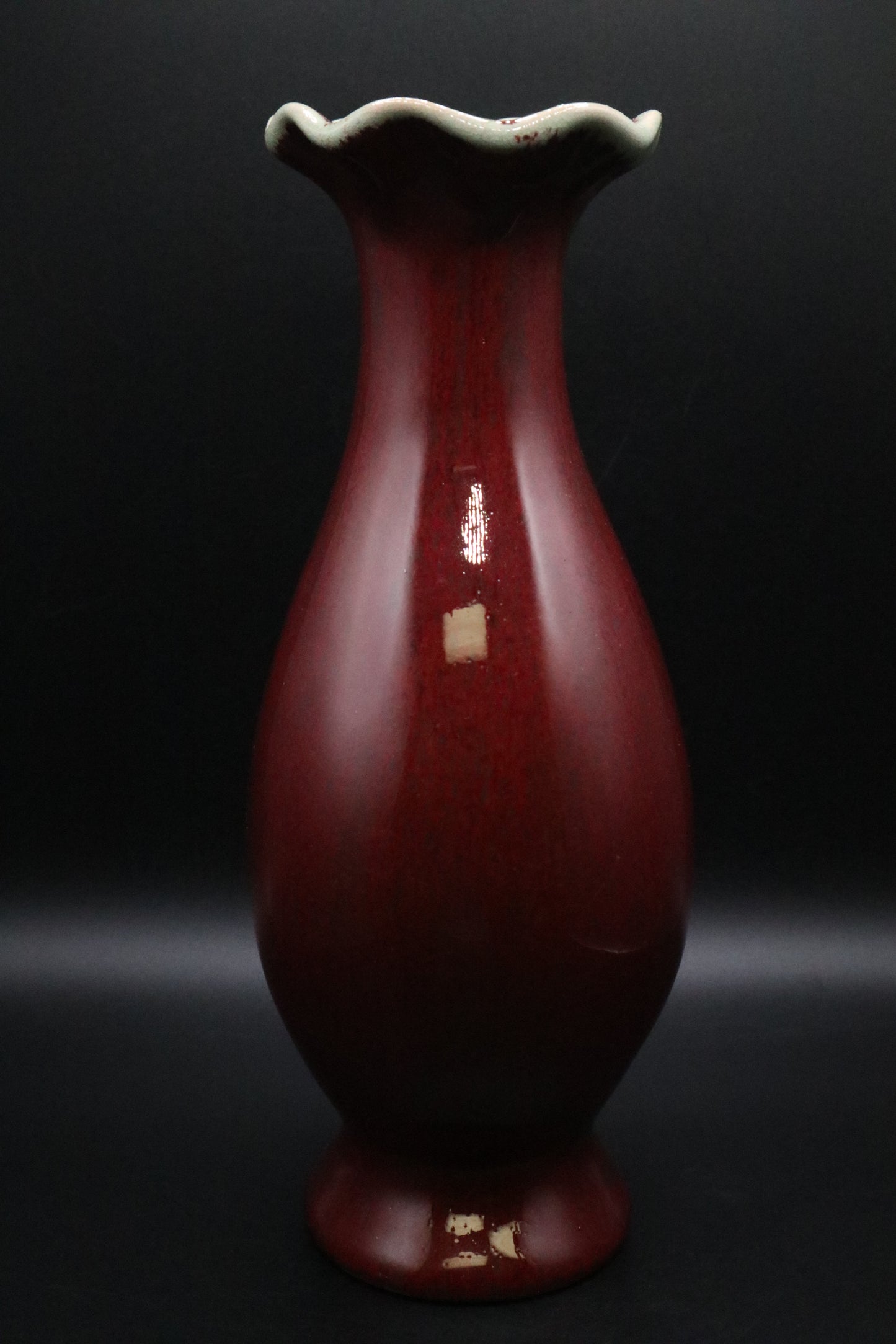 VINTAGE BOMBAY DRIP GLAZED BURGUNDY VASE