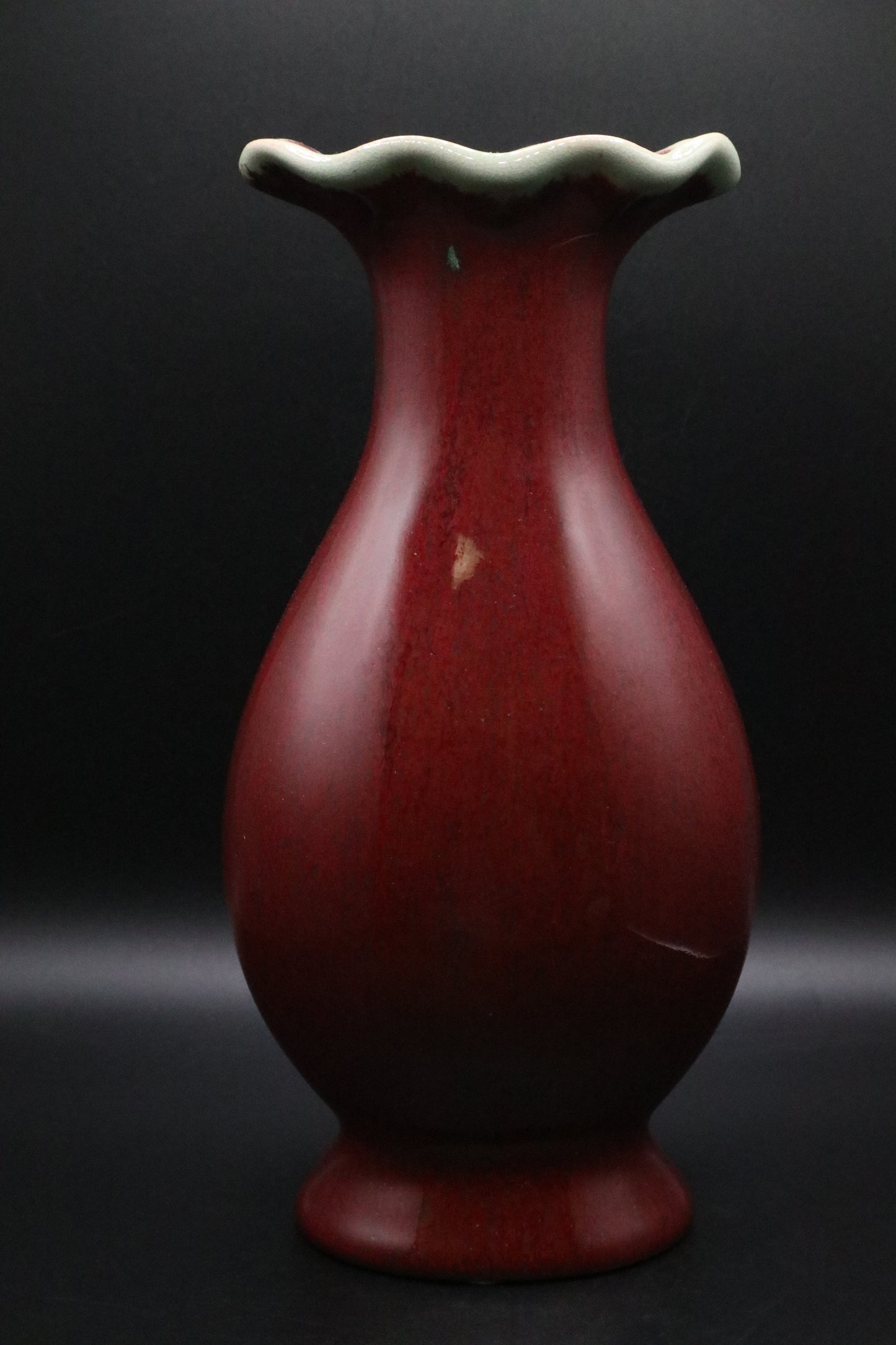 VINTAGE BOMBAY DRIP GLAZED BURGUNDY VASE