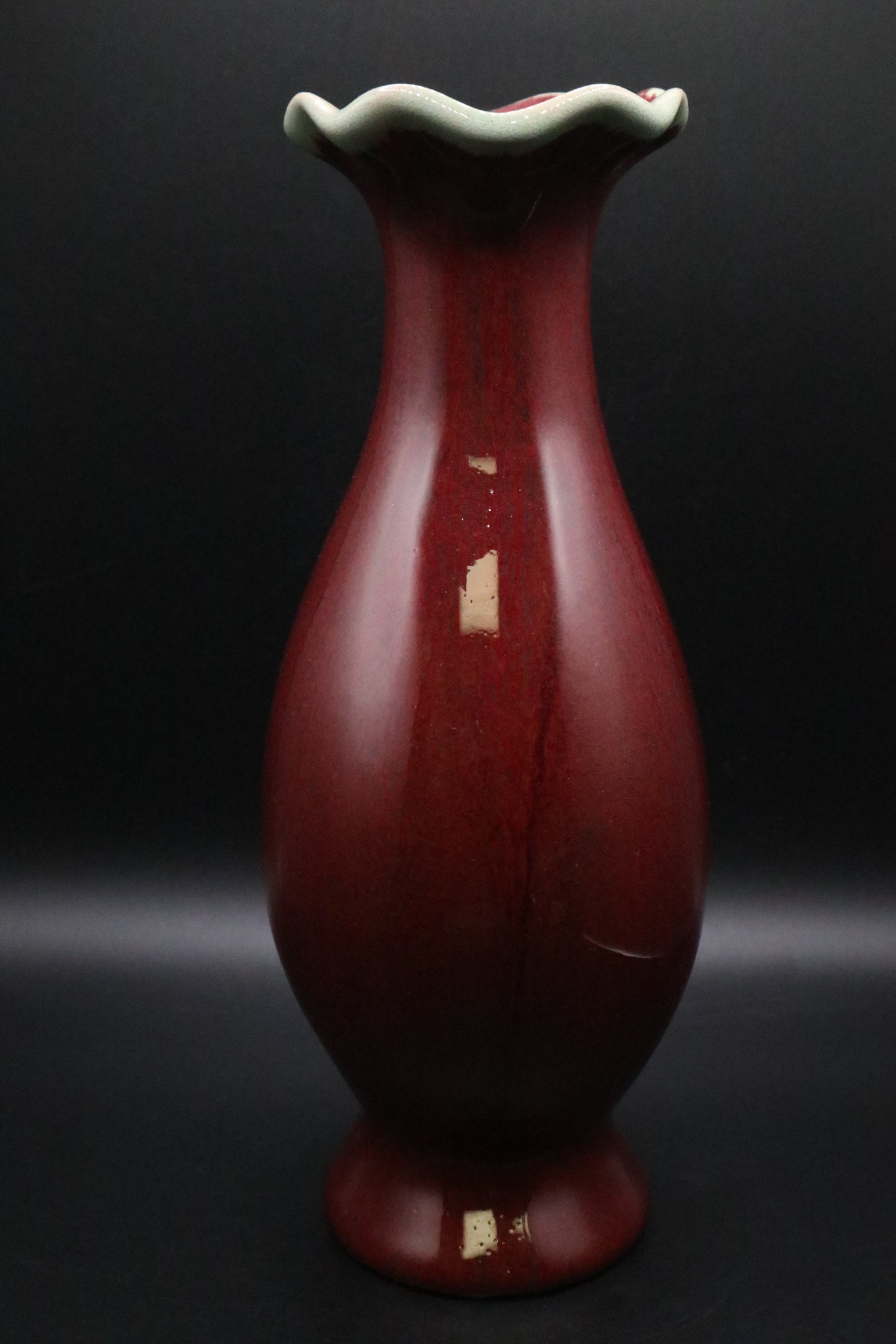 VINTAGE BOMBAY DRIP GLAZED BURGUNDY VASE