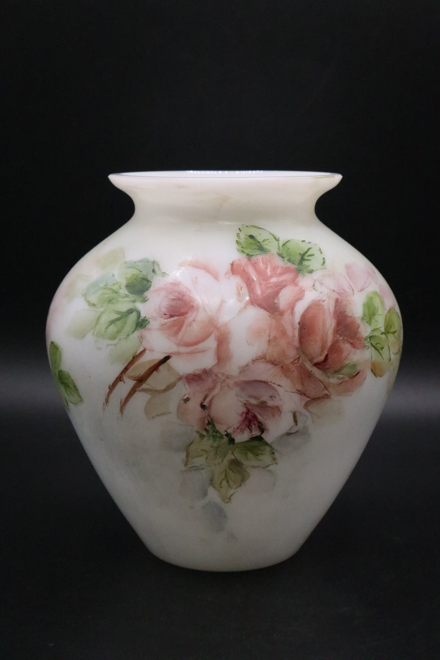 VINTAGE HANDPAINTED ROSES PORCELAIN VASE