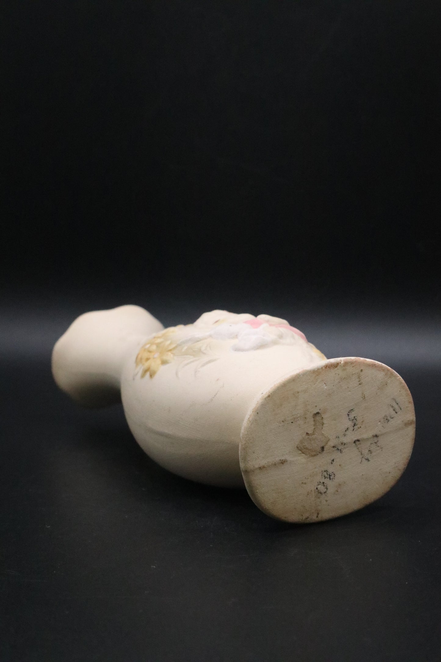 VINTAGE UCTCI JAPAN BISQUE VASE GIRL W/ BUNNY