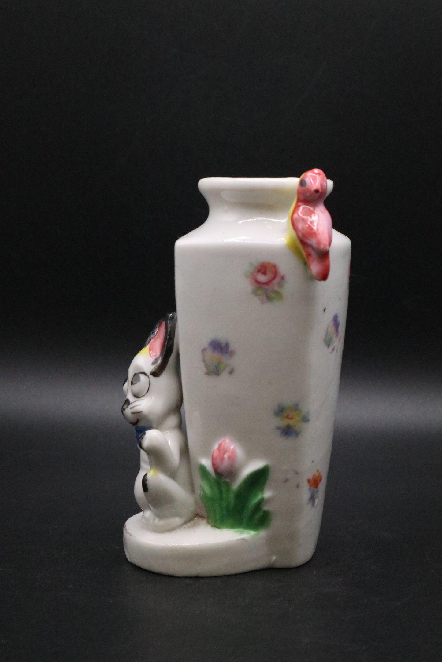 VINTAGE HAND PAINTED MINI DOG VASE JAPAN