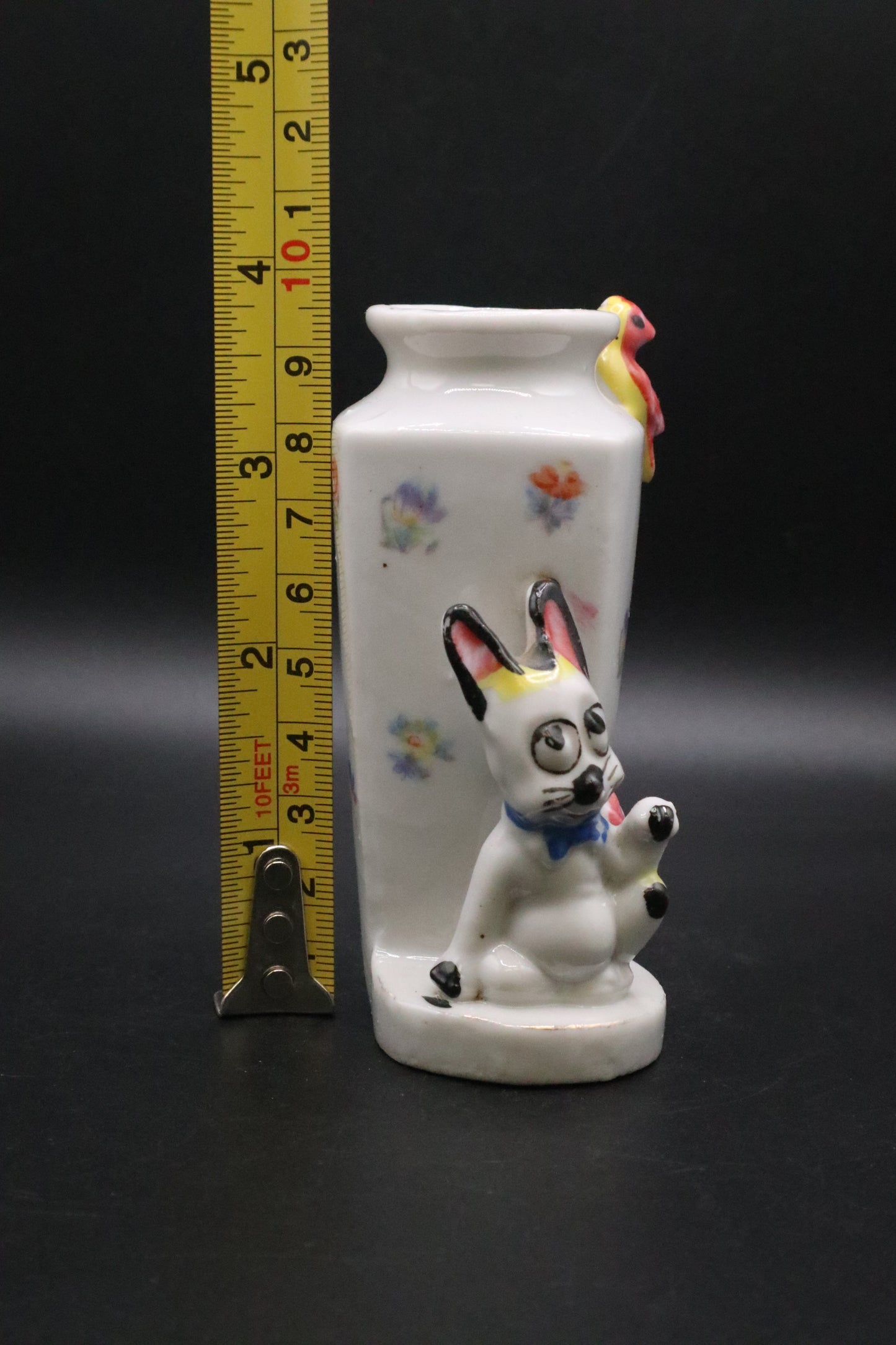 VINTAGE HAND PAINTED MINI DOG VASE JAPAN