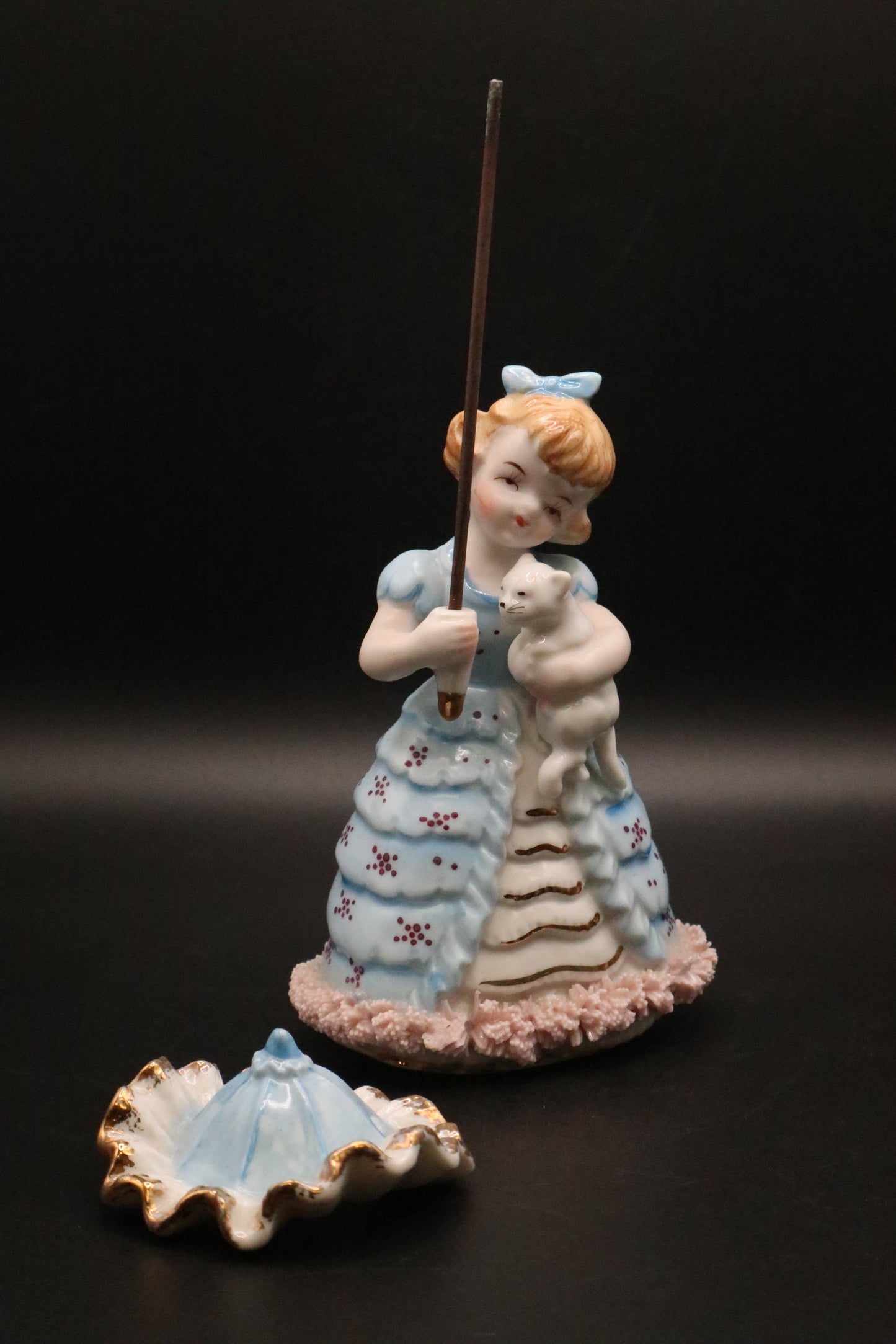 VINTAGE NAPCO VICTORIAN GIRL WITH CAT