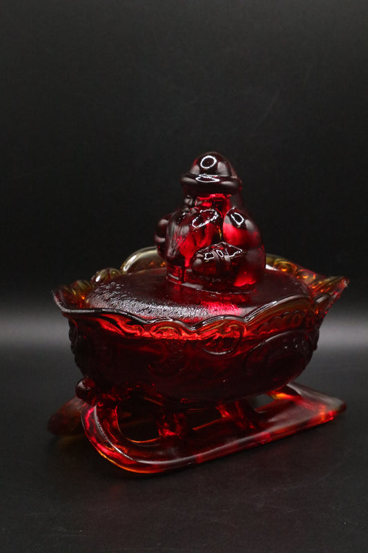WESTMORELAND VINTAGE AMBERINA SANTA SLEIGH