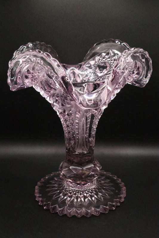 CUT GLASS VASE WITH HOBSTAR PATTERN