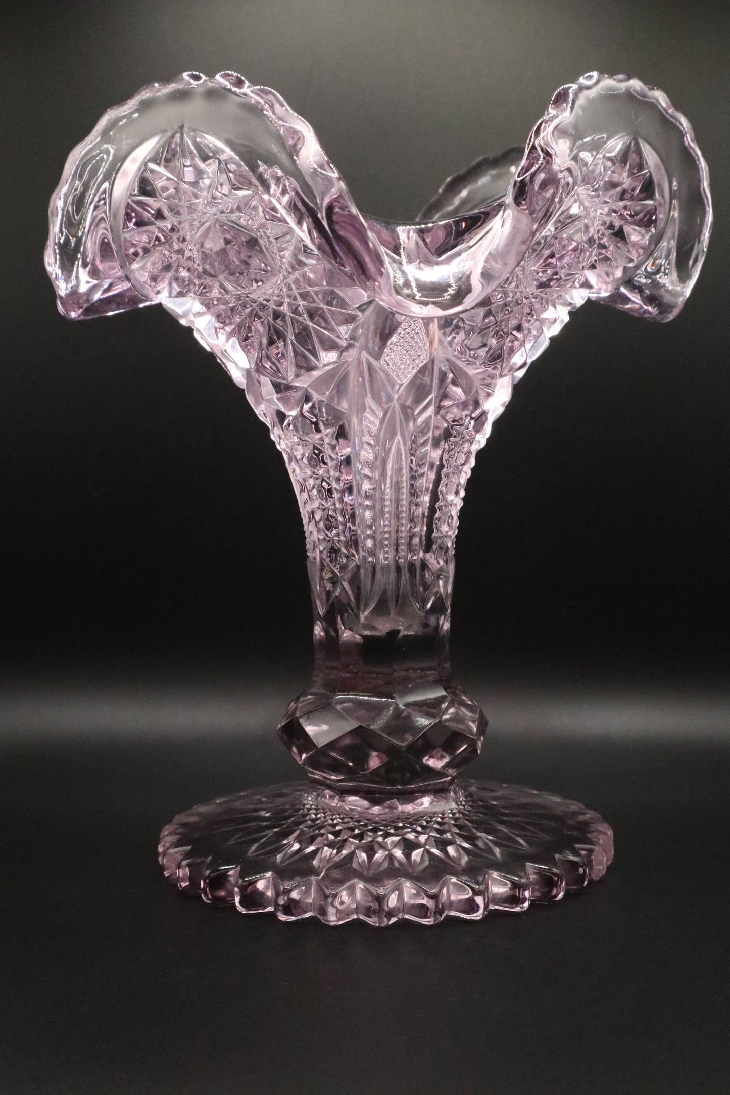 CUT GLASS VASE WITH HOBSTAR PATTERN