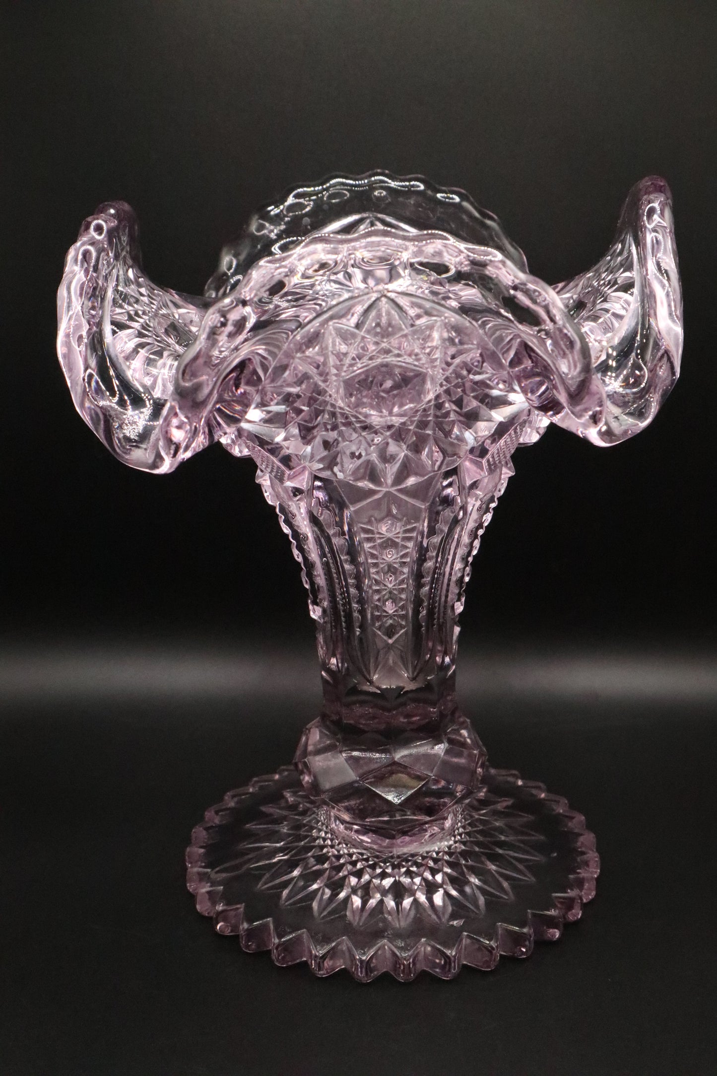 CUT GLASS VASE WITH HOBSTAR PATTERN