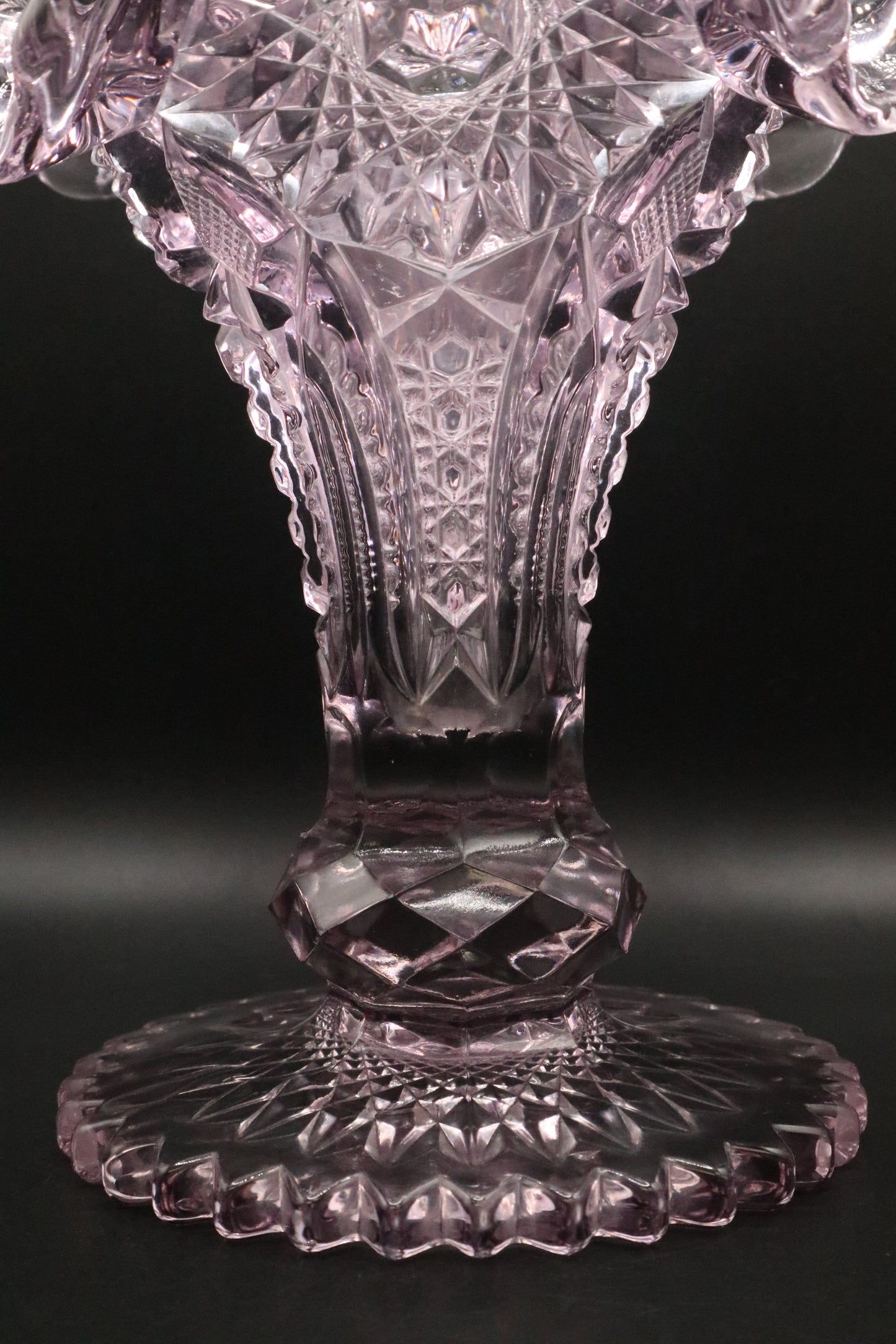 CUT GLASS VASE WITH HOBSTAR PATTERN