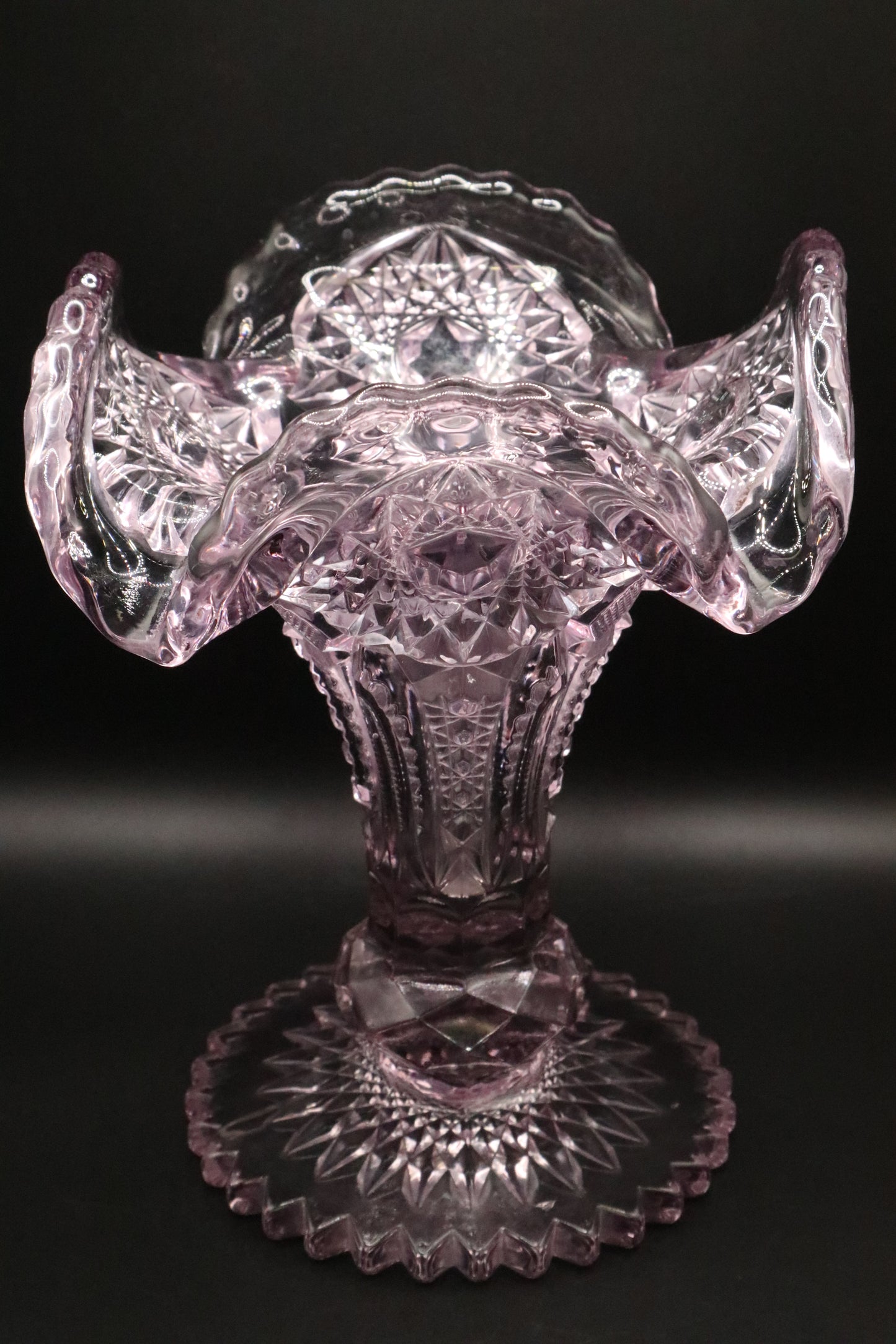 CUT GLASS VASE WITH HOBSTAR PATTERN