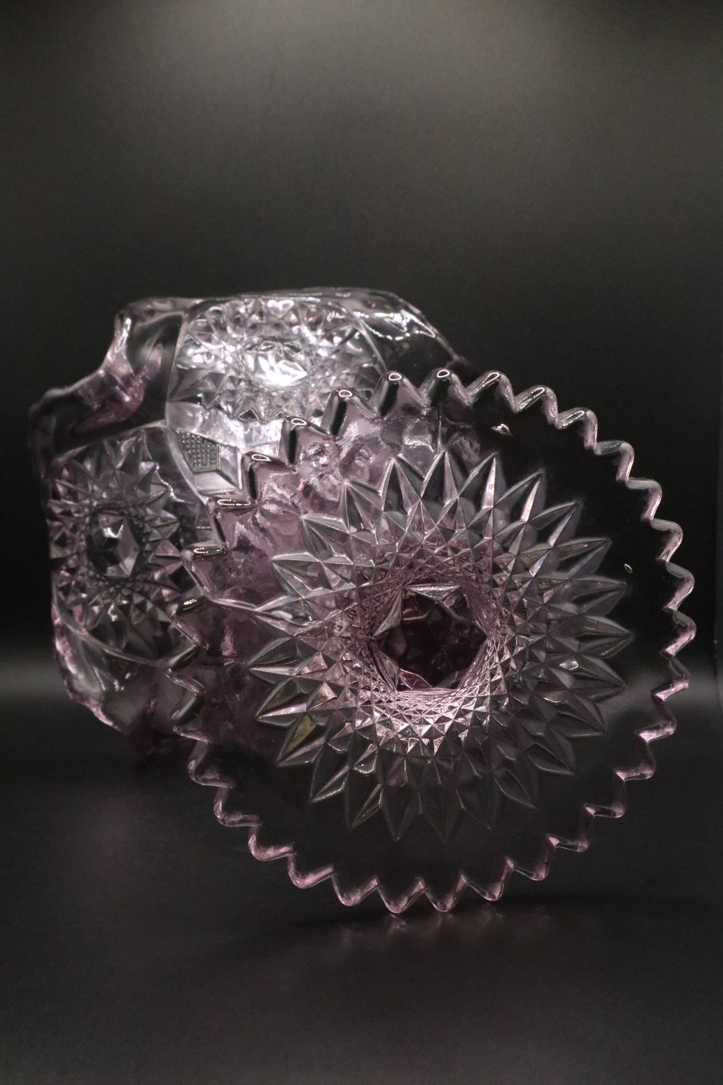 CUT GLASS VASE WITH HOBSTAR PATTERN