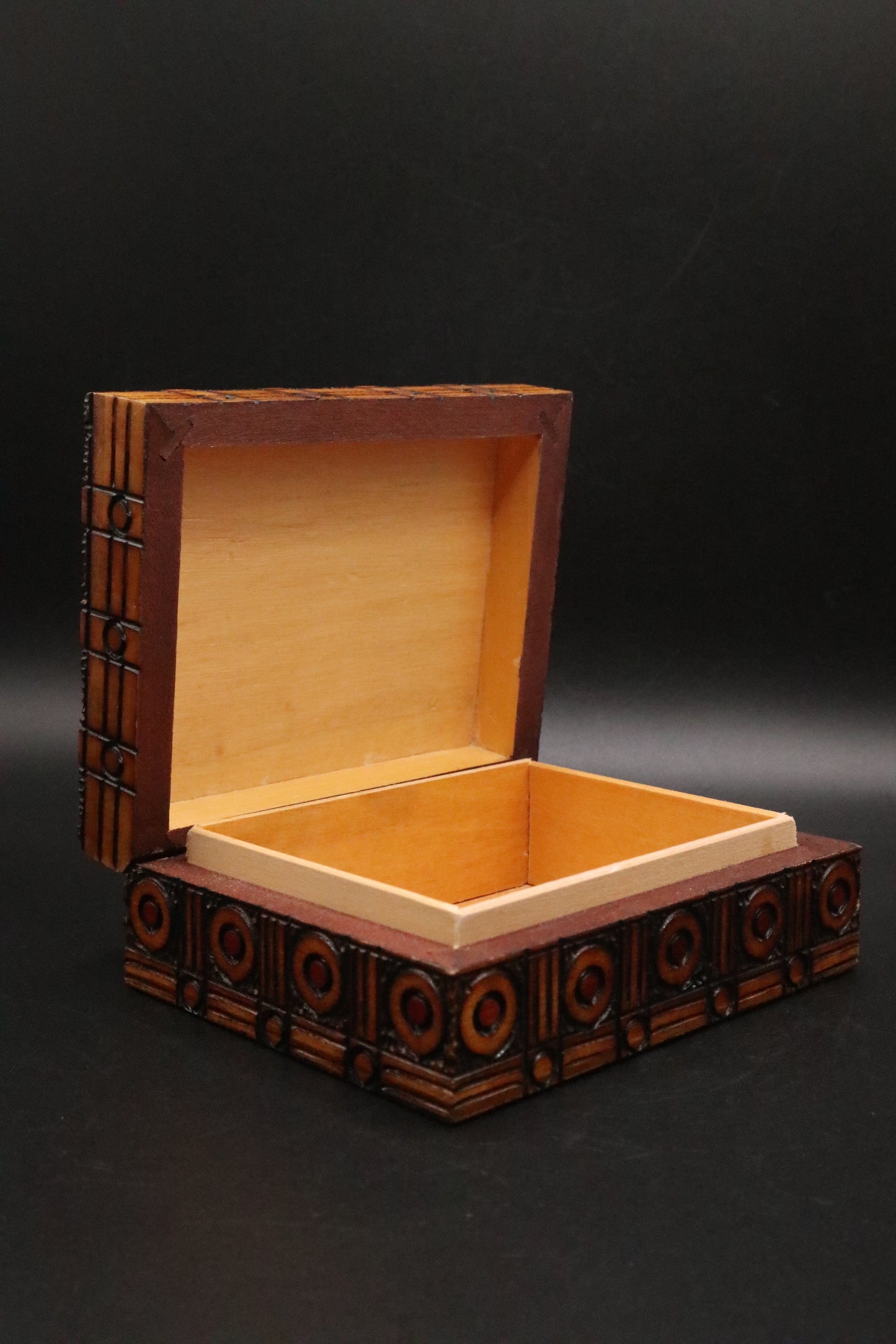 VINTAGE POLISH HAND CARVED WOODEN BOX