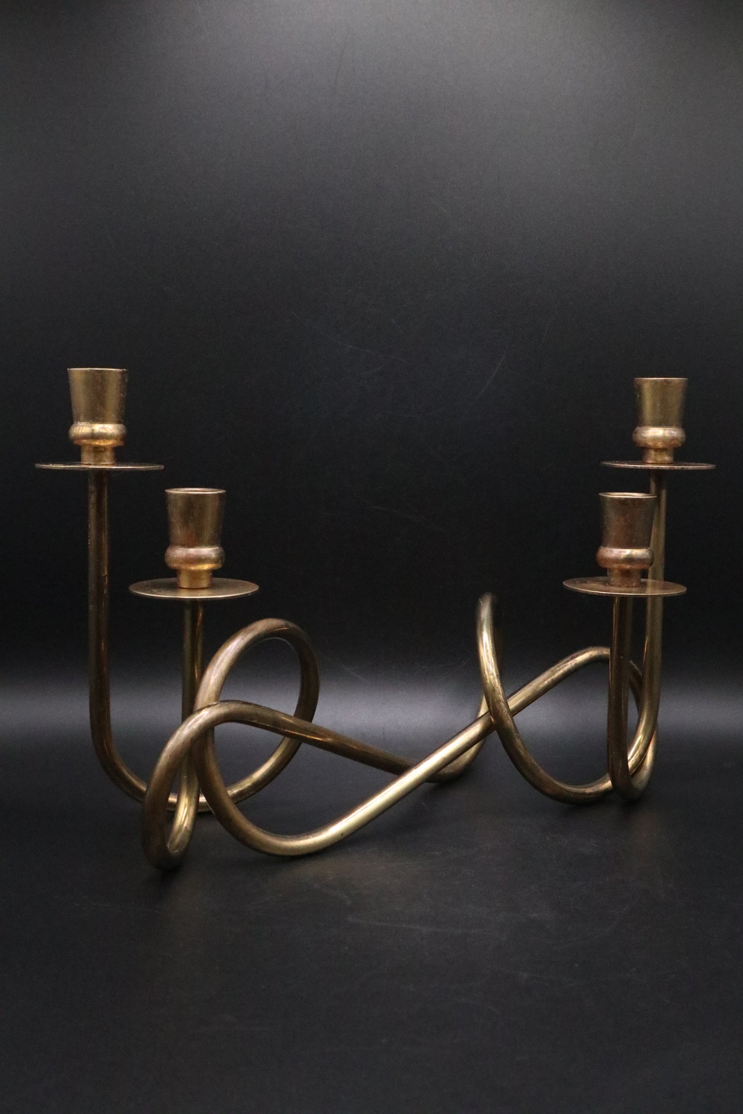 MCM BRASS WHIMSICAL CANDLE HOLDERS (SET OF 2)