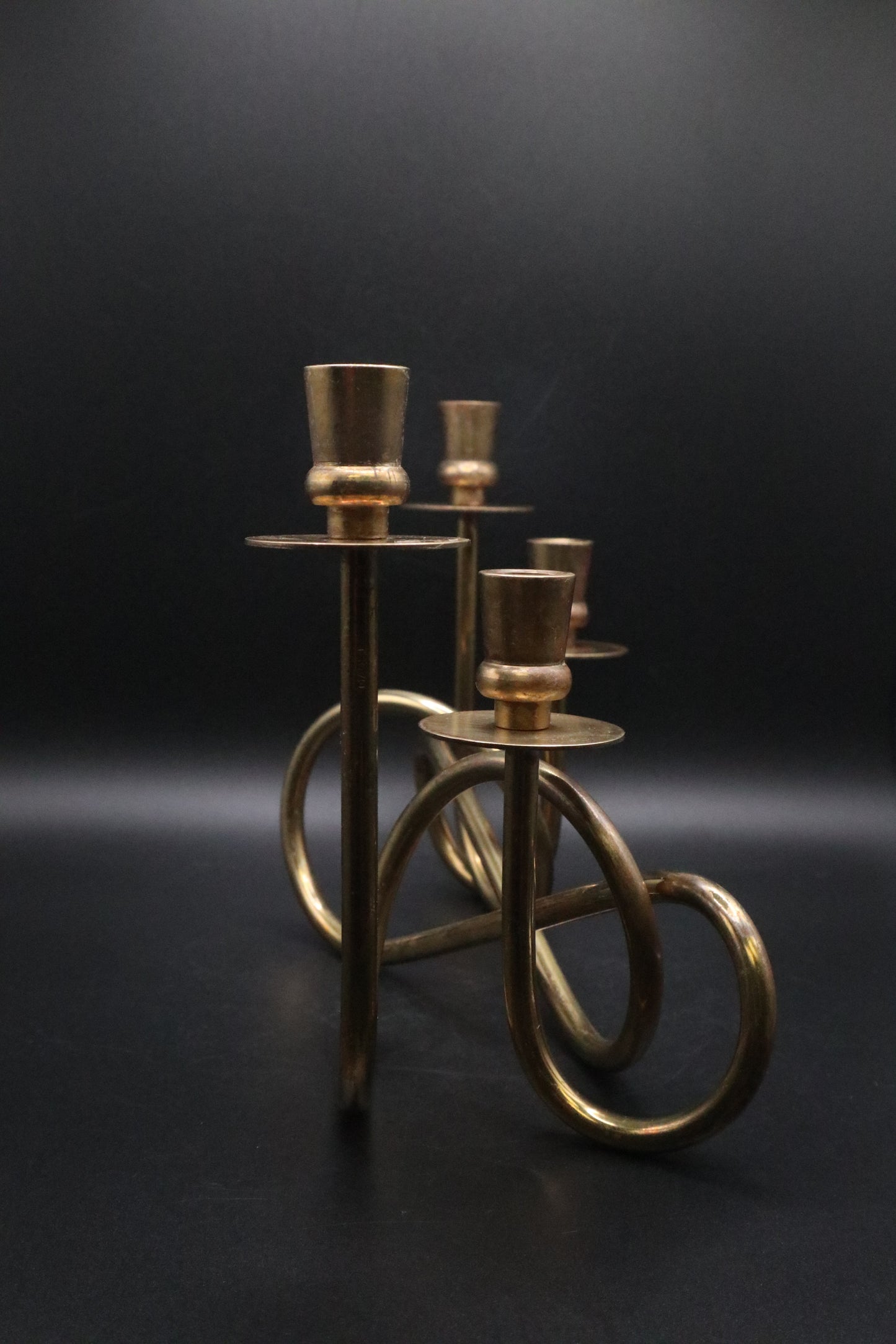 MCM BRASS WHIMSICAL CANDLE HOLDERS (SET OF 2)