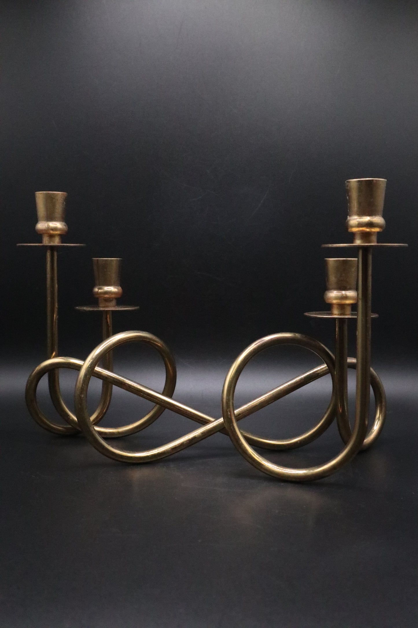 MCM BRASS WHIMSICAL CANDLE HOLDERS (SET OF 2)