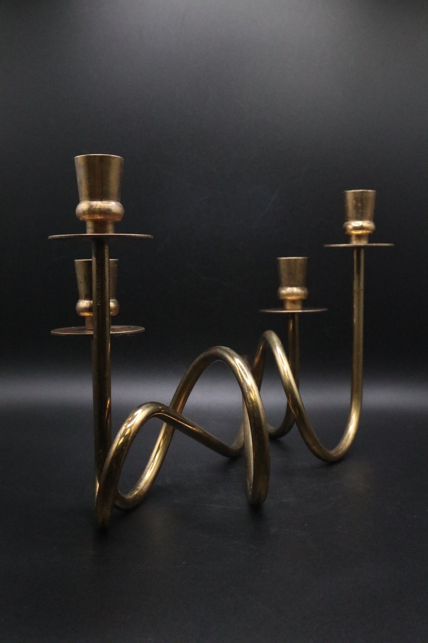 MCM BRASS WHIMSICAL CANDLE HOLDERS (SET OF 2)