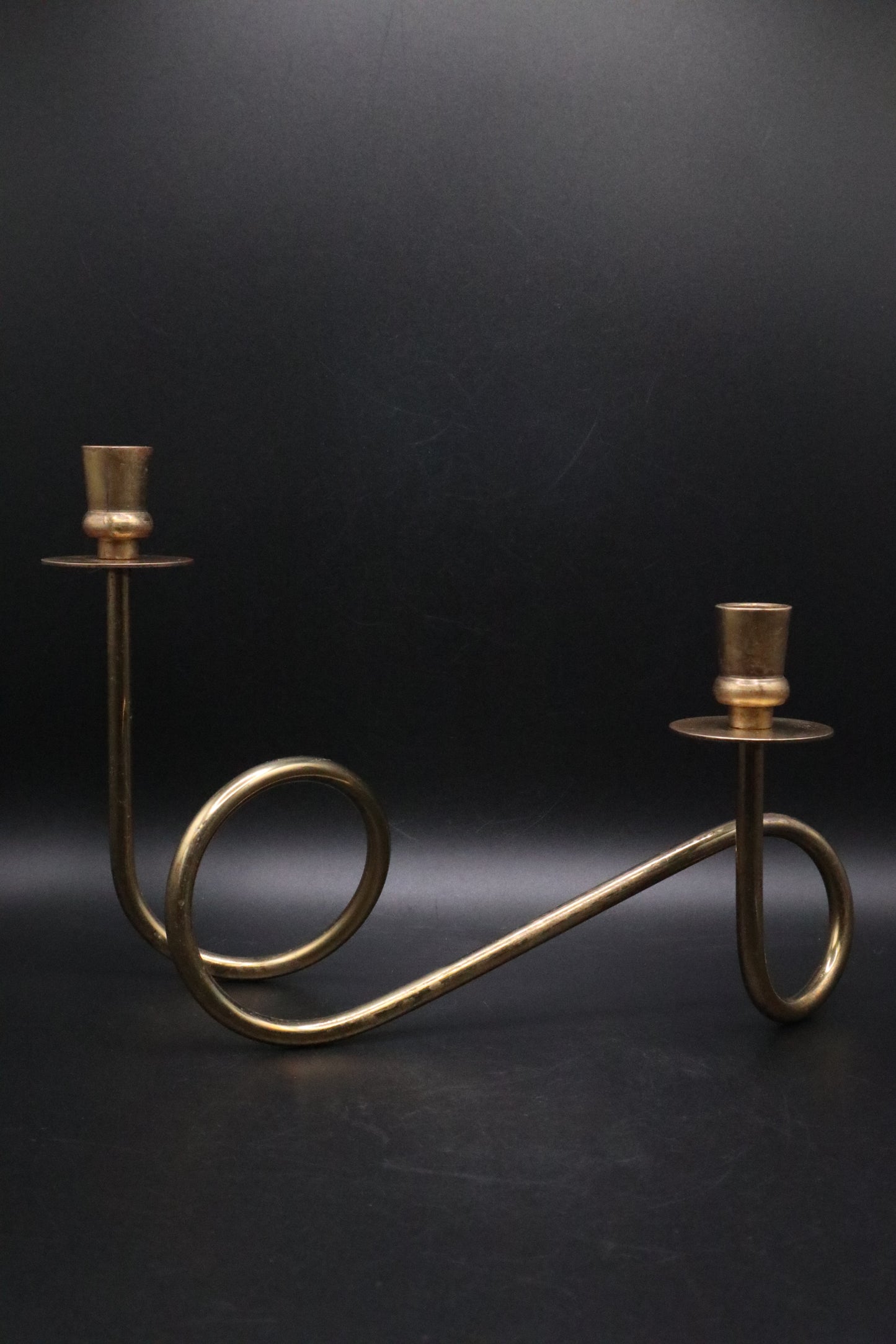 MCM BRASS WHIMSICAL CANDLE HOLDERS (SET OF 2)