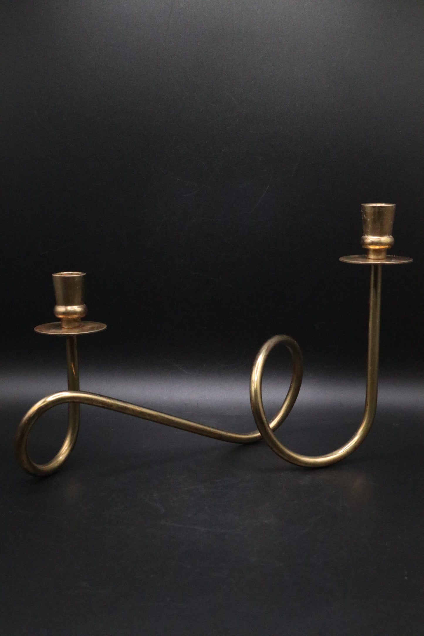 MCM BRASS WHIMSICAL CANDLE HOLDERS (SET OF 2)