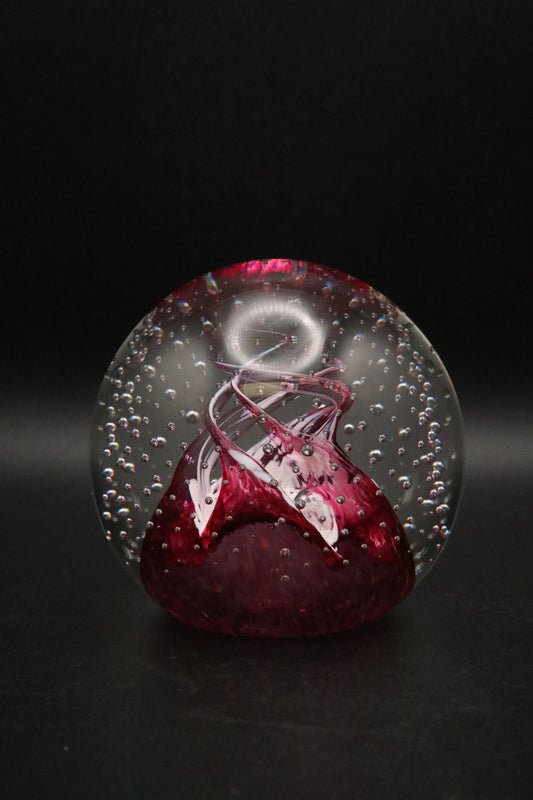 CAITHNESS CAULDRON SCOTLAND CONTROLLED BUBBLE SIGNED GLASS PAPERWEIGHT