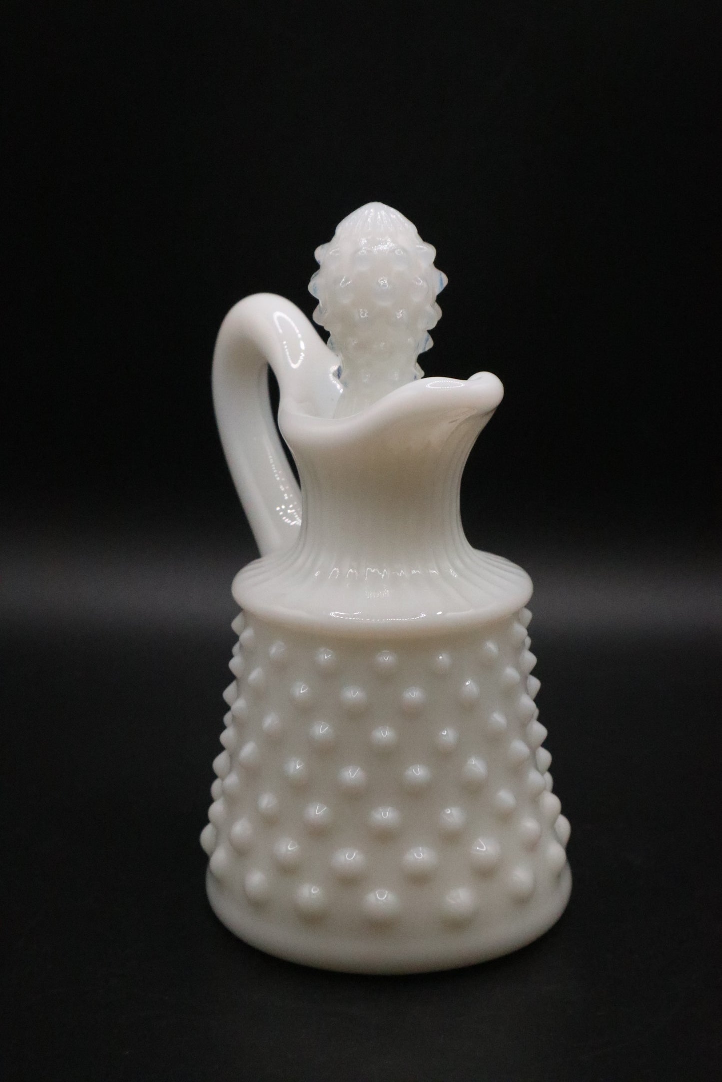 VINTAGE 1950'S MILK GLASS HOBNAIL CRUET