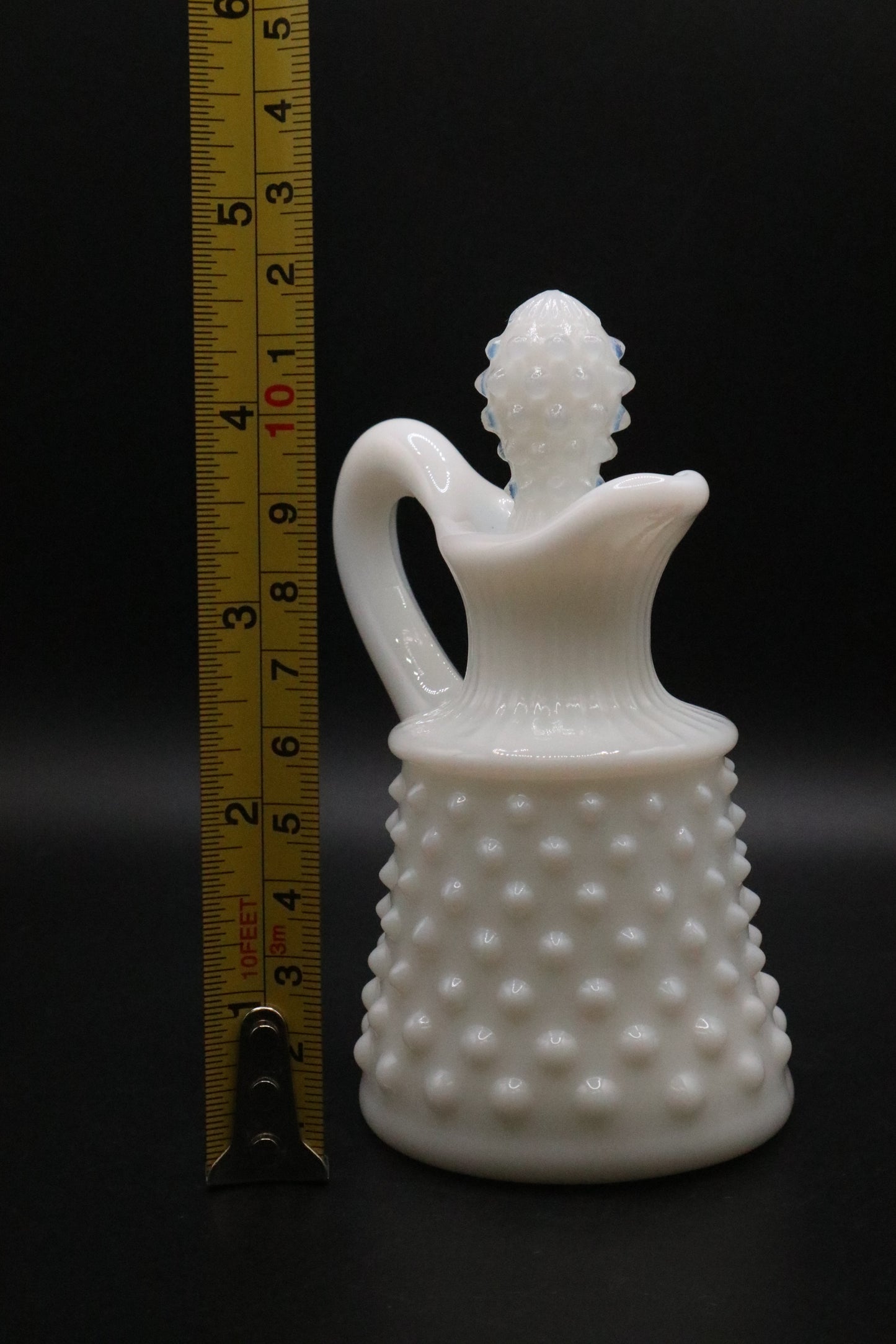 VINTAGE 1950'S MILK GLASS HOBNAIL CRUET