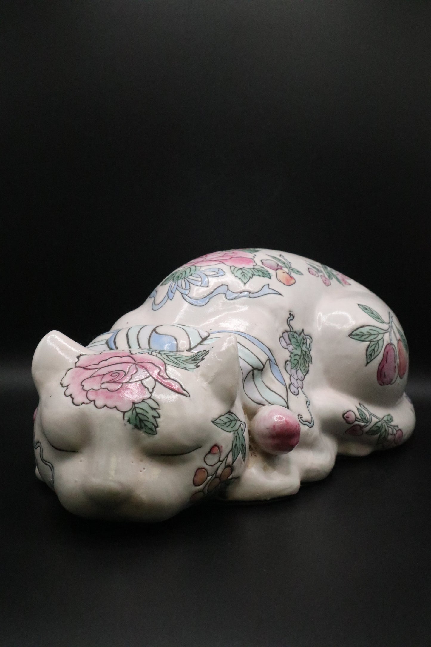 VINTAGE "NEMURI NEKO" CHINOISERIE ASIAN SLEEPING CAT