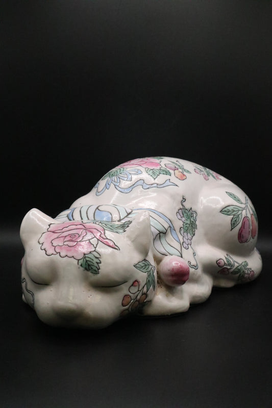 VINTAGE "NEMURI NEKO" CHINOISERIE ASIAN SLEEPING CAT