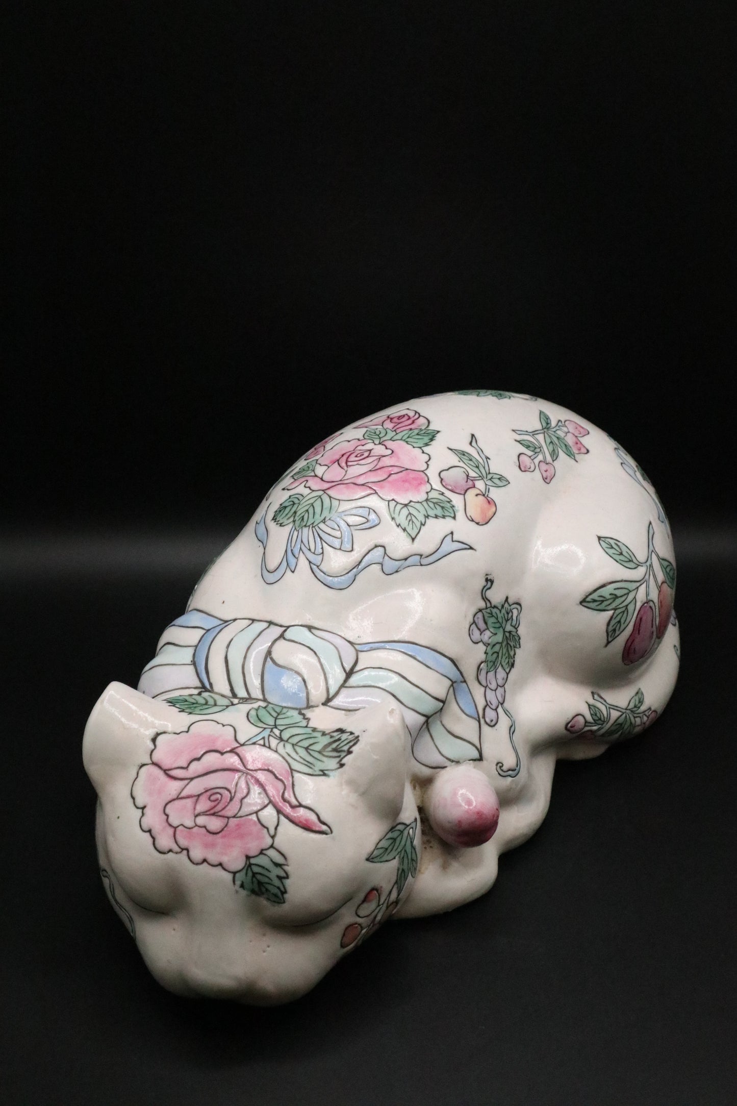 VINTAGE "NEMURI NEKO" CHINOISERIE ASIAN SLEEPING CAT