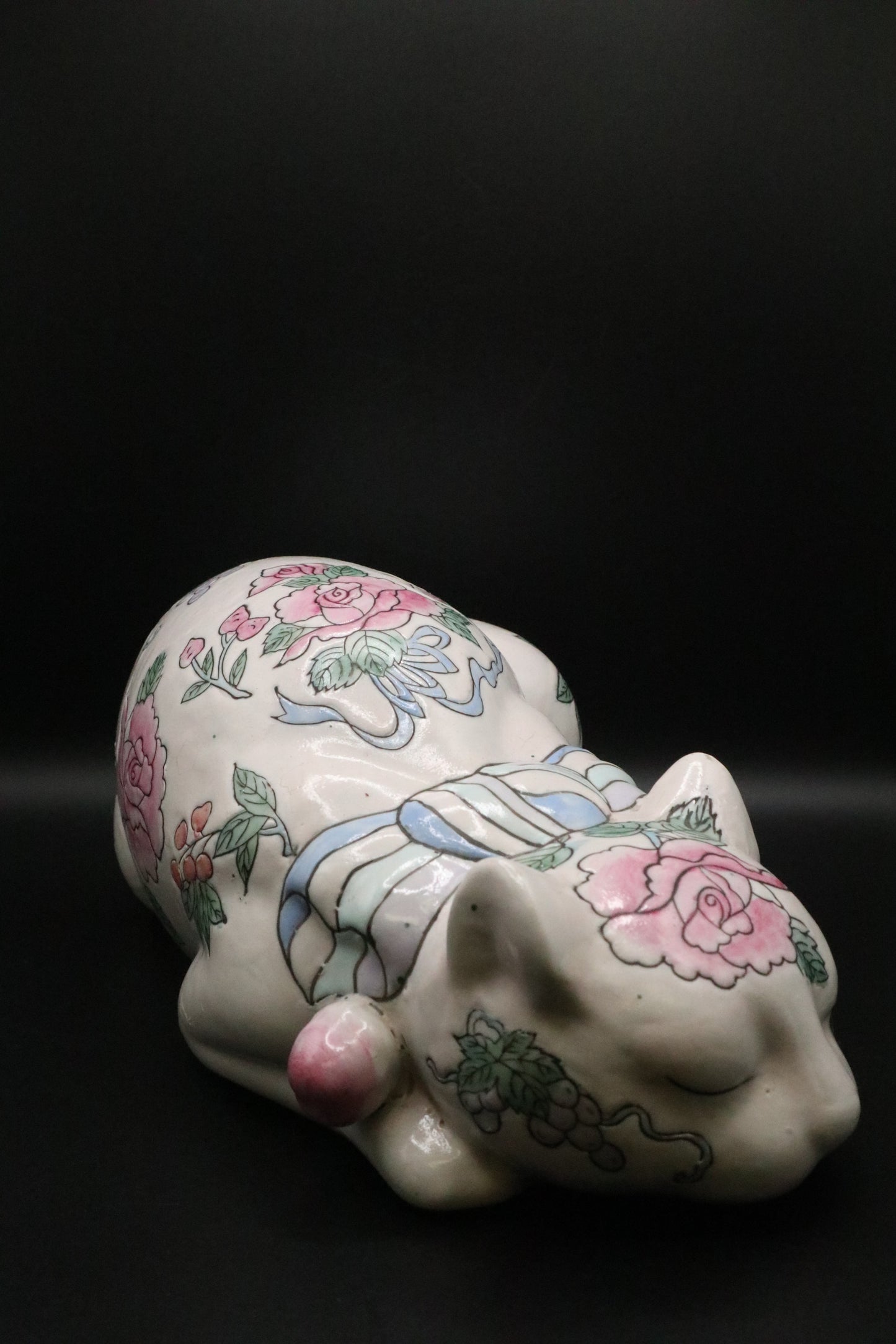 VINTAGE "NEMURI NEKO" CHINOISERIE ASIAN SLEEPING CAT