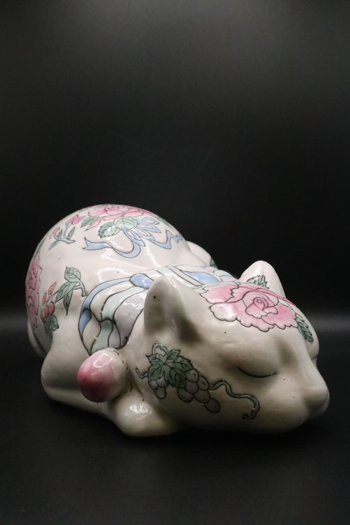 VINTAGE "NEMURI NEKO" CHINOISERIE ASIAN SLEEPING CAT