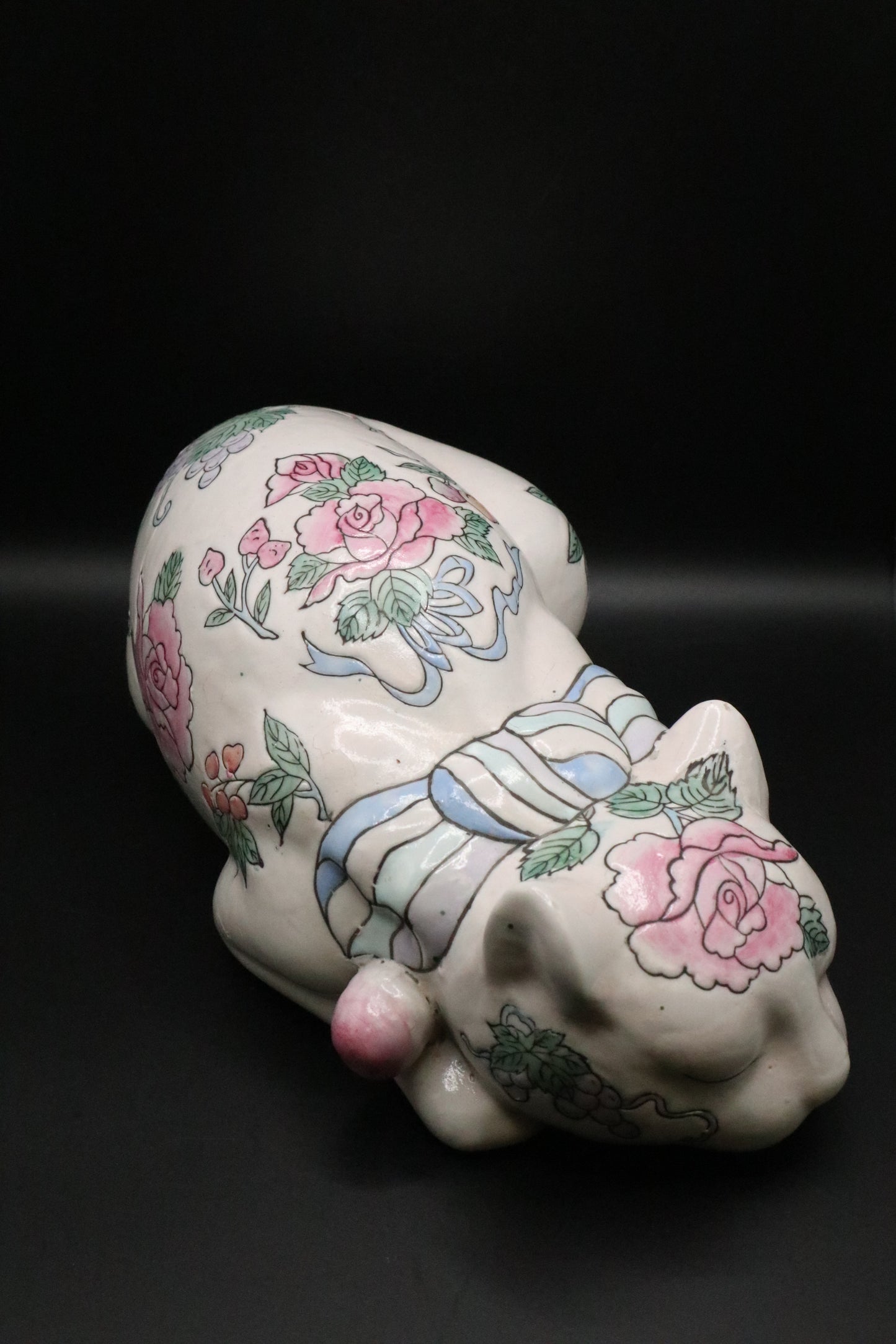 VINTAGE "NEMURI NEKO" CHINOISERIE ASIAN SLEEPING CAT