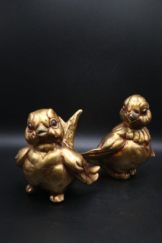 VINTAGE FREEMAN MCFARLIN CERAMIC LOVE BIRDS GOLD LEAF