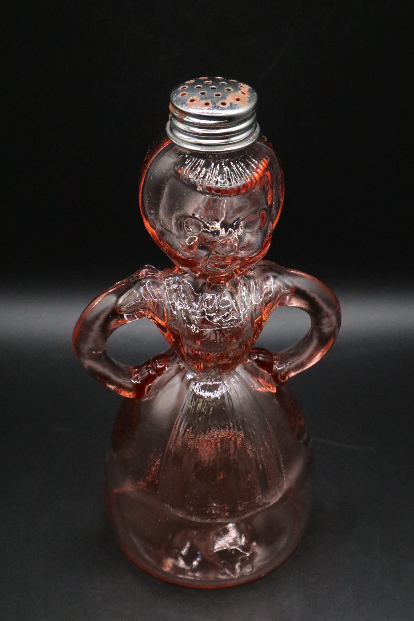 VINTAGE MERRY MAID PINK DEPRESSION GLASS SHAKER