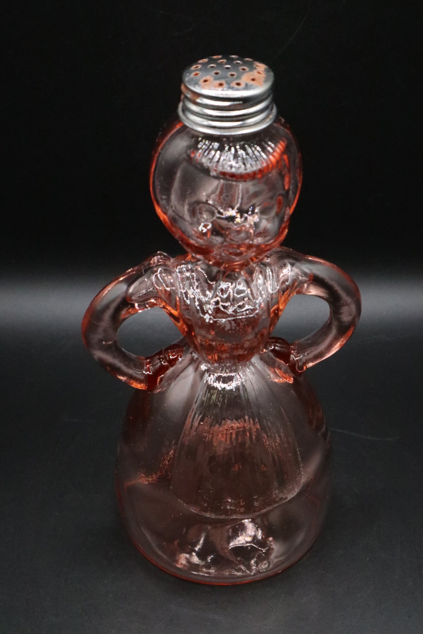 VINTAGE MERRY MAID PINK DEPRESSION GLASS SHAKER