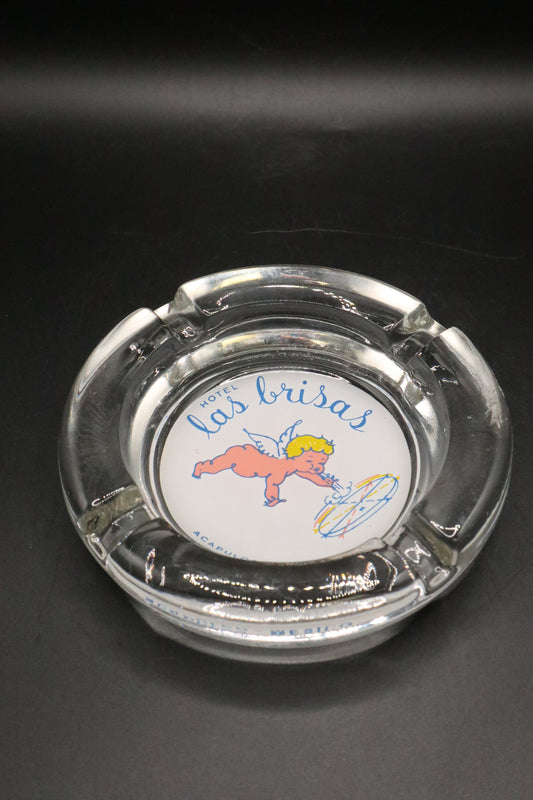 VINTAGE CLEAR GLASS ASHTRAY HOTEL LAS BRISAS MEXICO