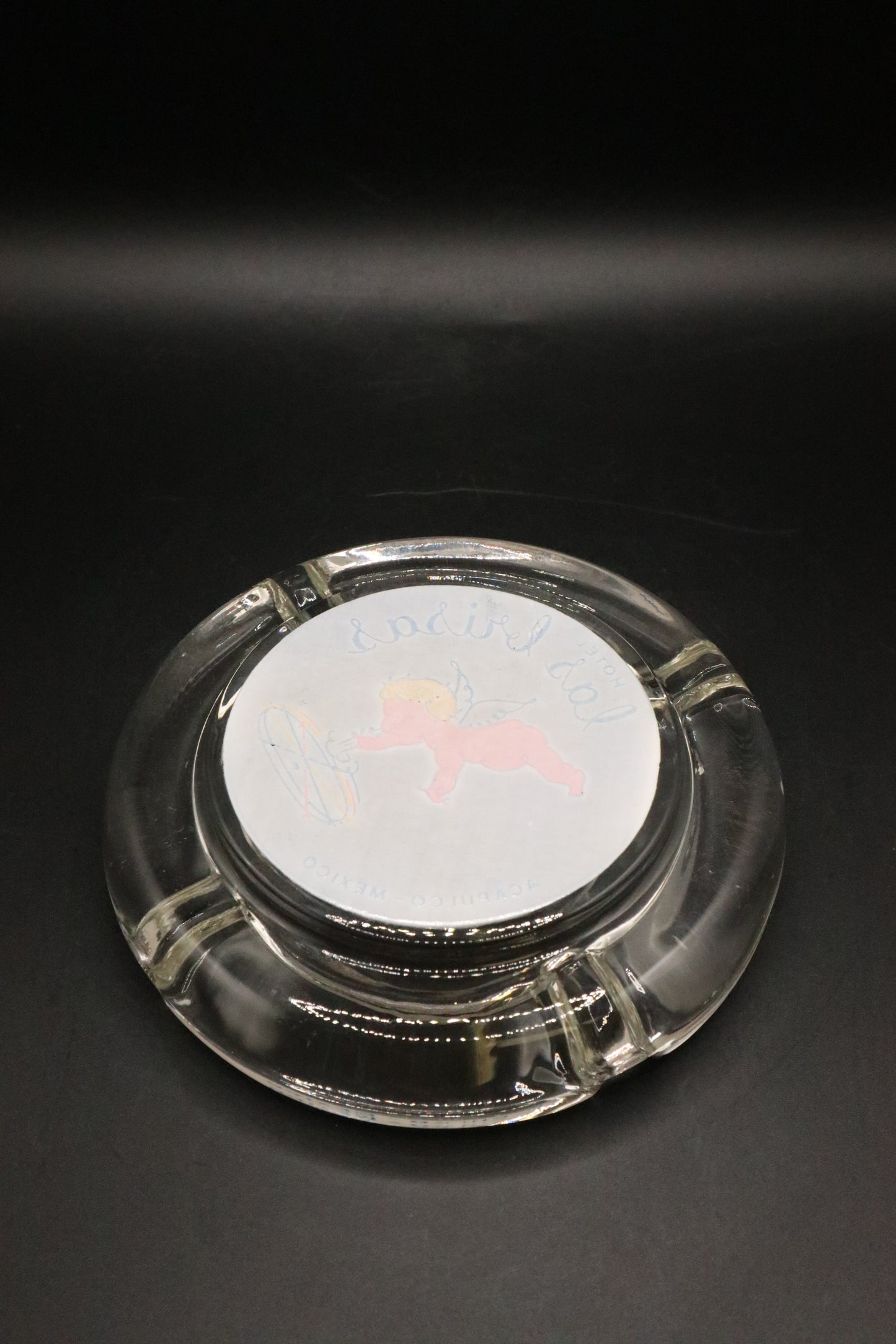 VINTAGE CLEAR GLASS ASHTRAY HOTEL LAS BRISAS MEXICO