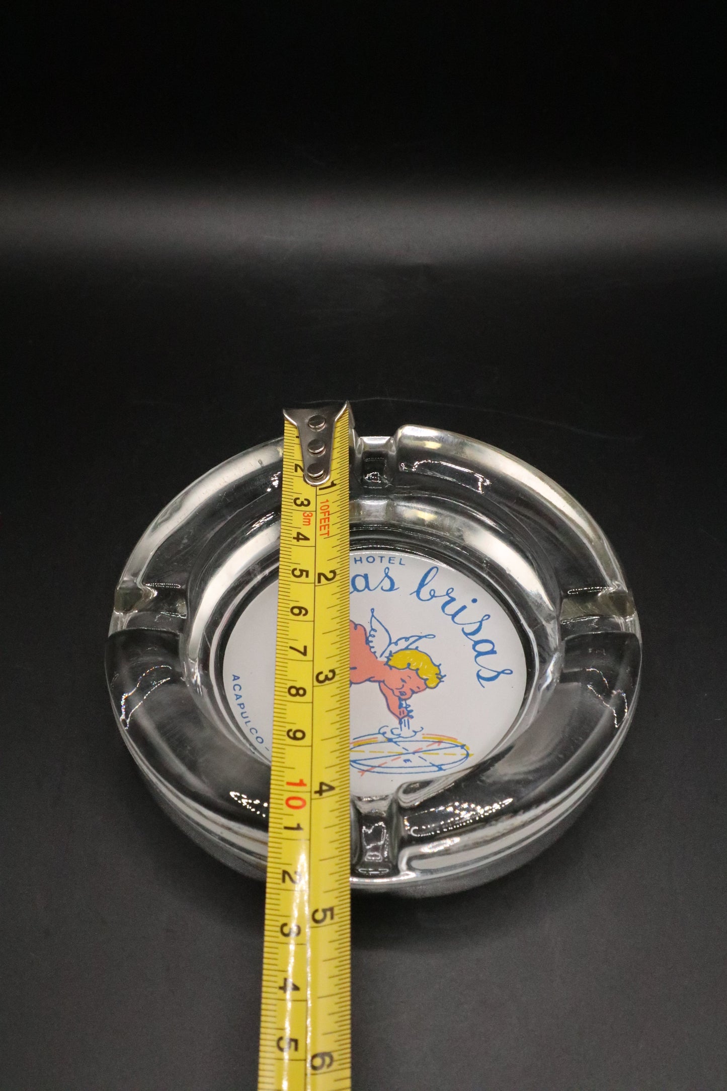 VINTAGE CLEAR GLASS ASHTRAY HOTEL LAS BRISAS MEXICO